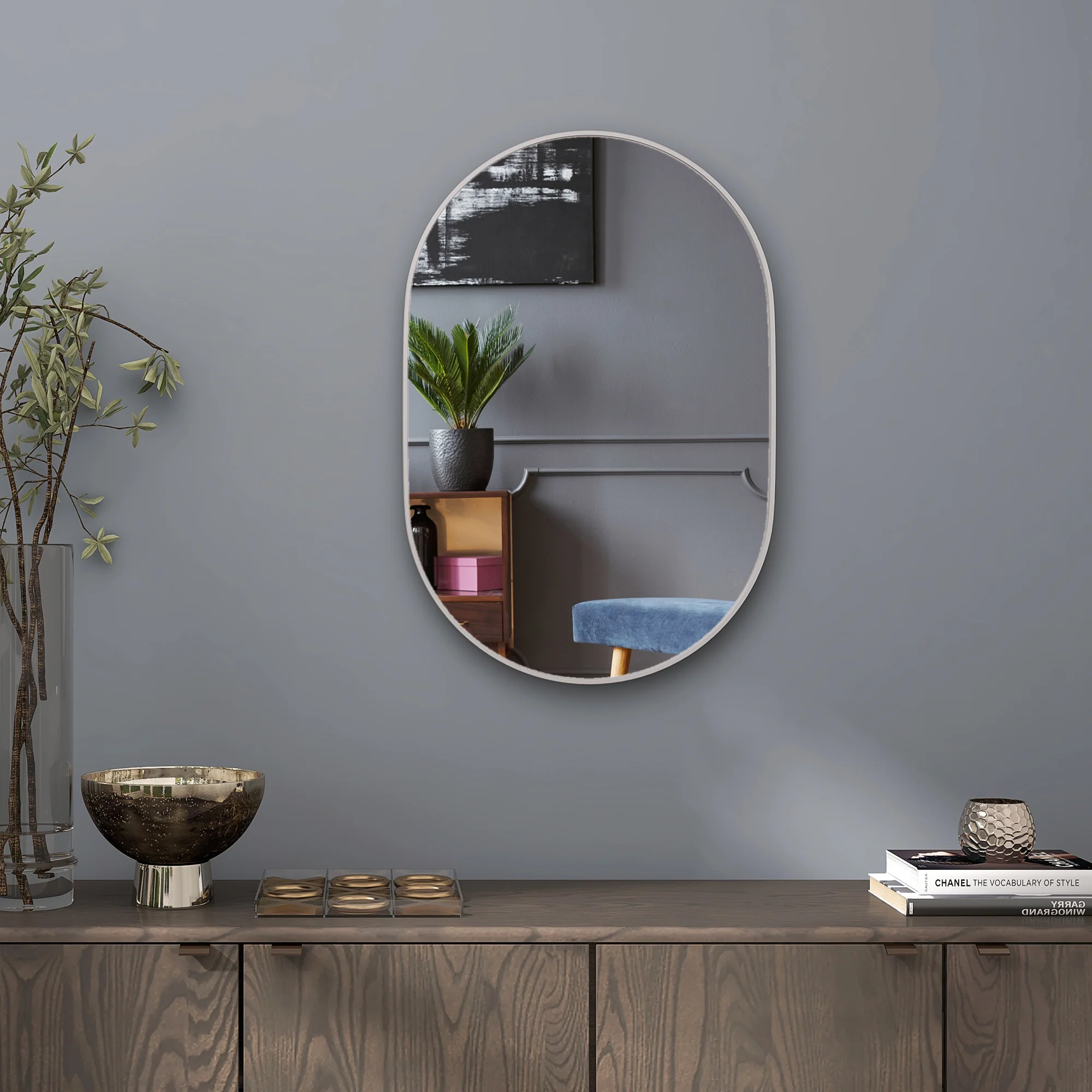 HOMCOM Oval Bathroom Mirror, Modern Wall Tempered Glass Mirror, 60 x 90cm - Image 9