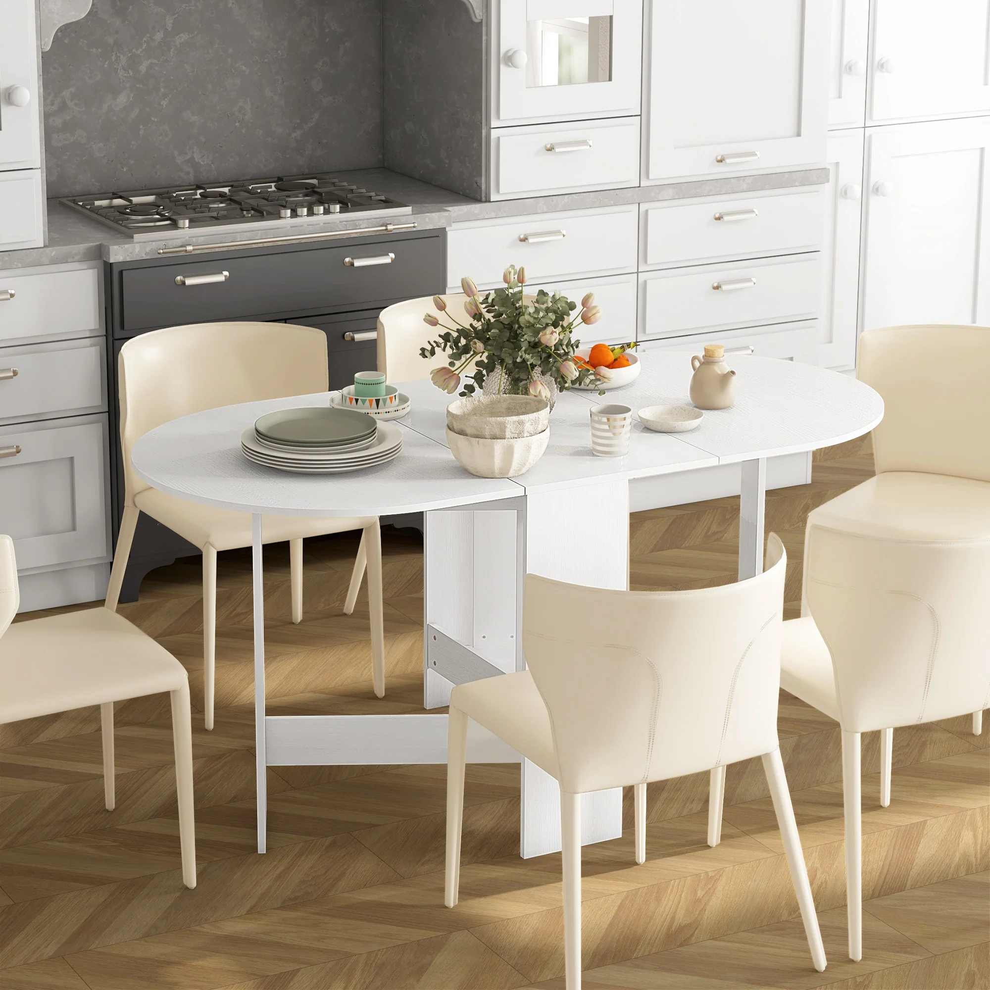 HOMCOM Oval Kitchen Table for Dining Room, Small Space - Image 11