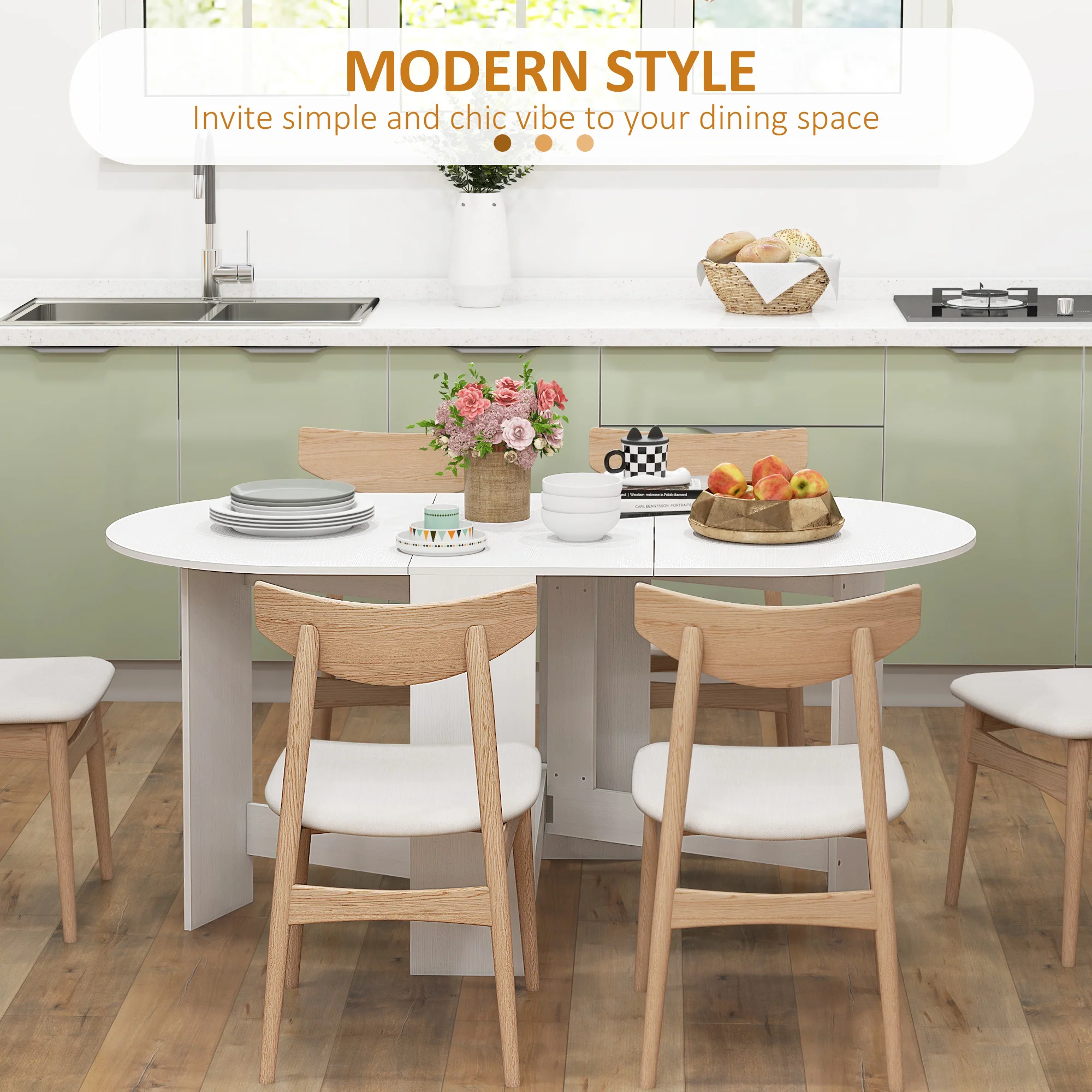 HOMCOM Oval Kitchen Table for Dining Room, Small Space - Image 13