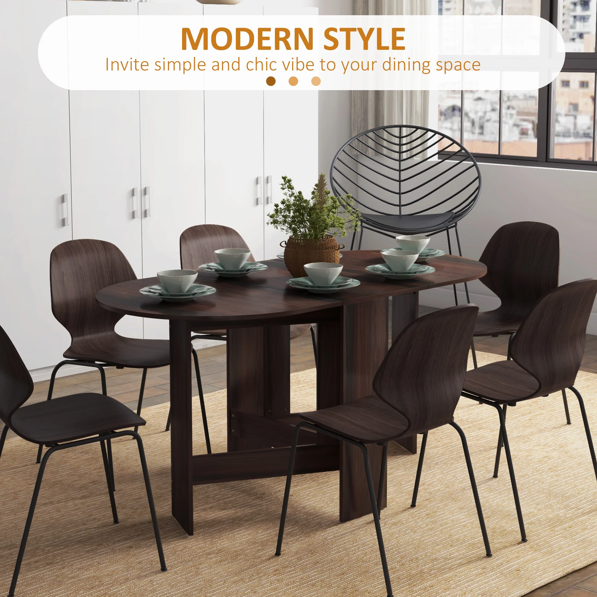HOMCOM Oval Kitchen Table for Dining Room, Small Space - Image 4