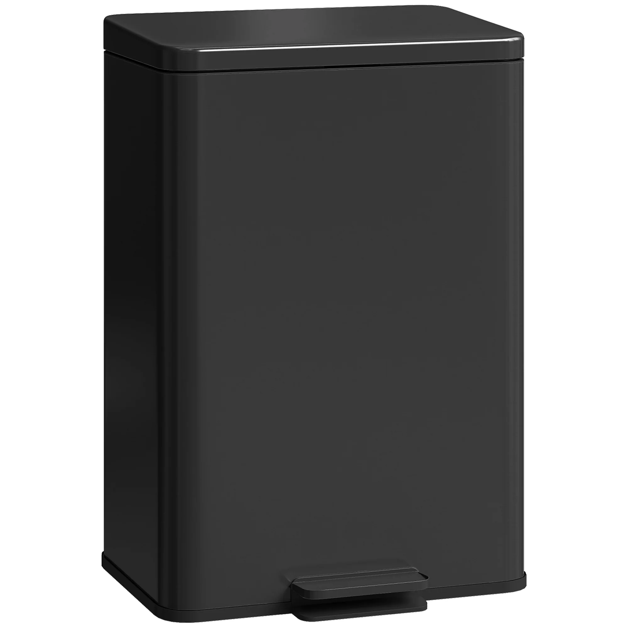 HOMCOM Pedal Bin With Soft-Close Lid, 20L Kitchen Bin For Home, Matte Black