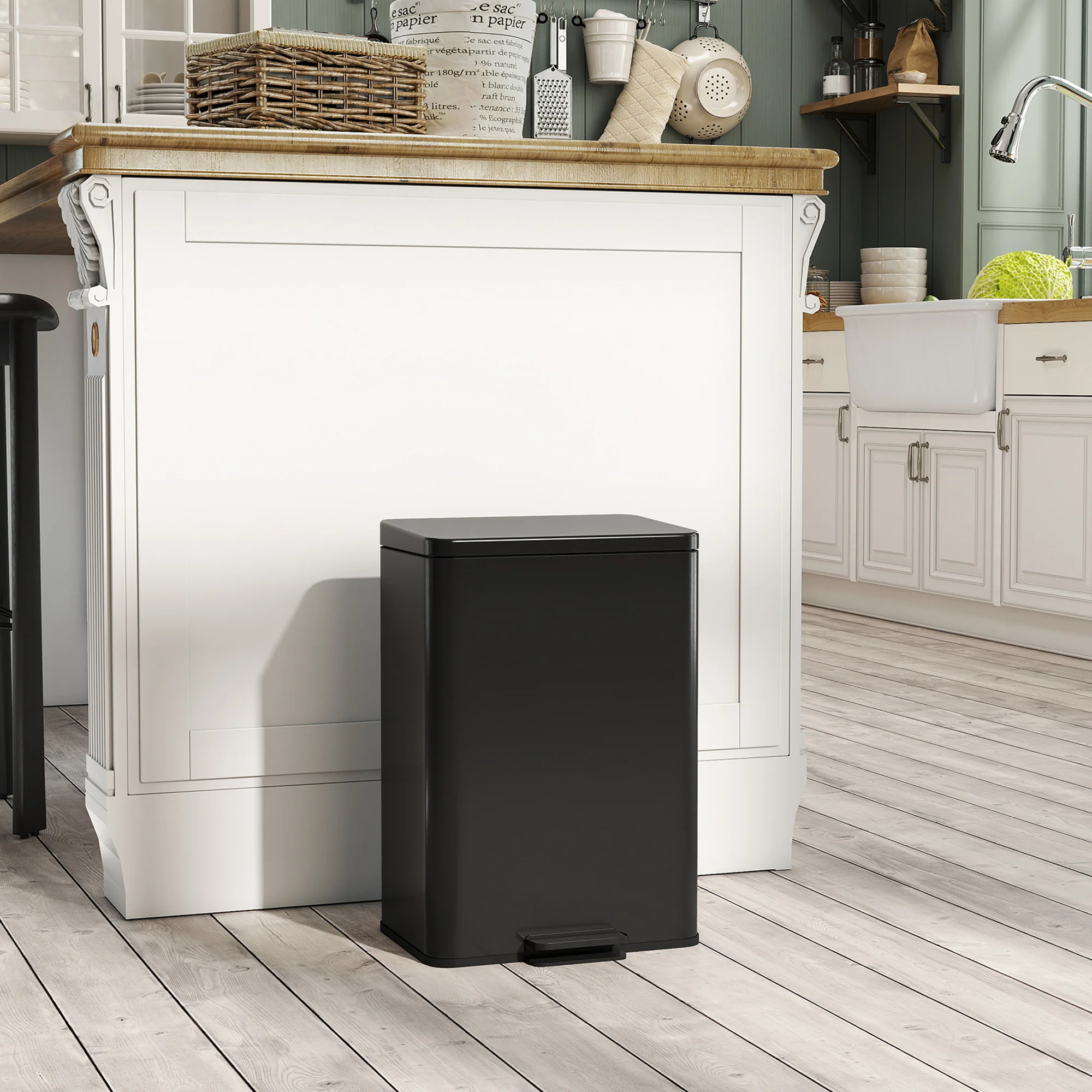 HOMCOM Pedal Bin With Soft-Close Lid, 20L Kitchen Bin For Home, Matte Black - Image 2