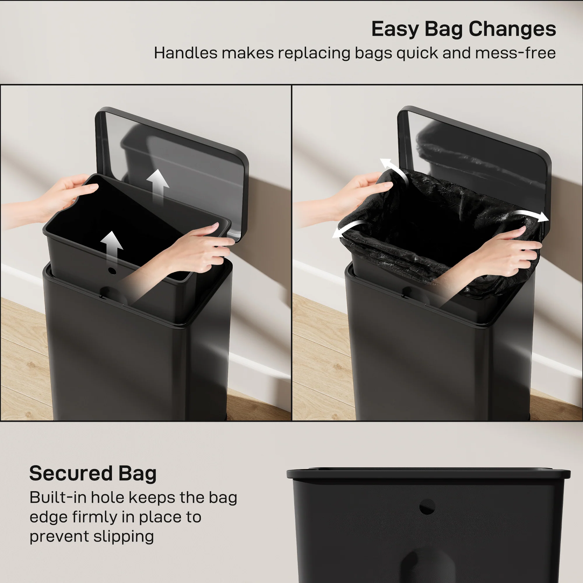 HOMCOM Pedal Bin With Soft-Close Lid, 20L Kitchen Bin For Home, Matte Black - Image 7