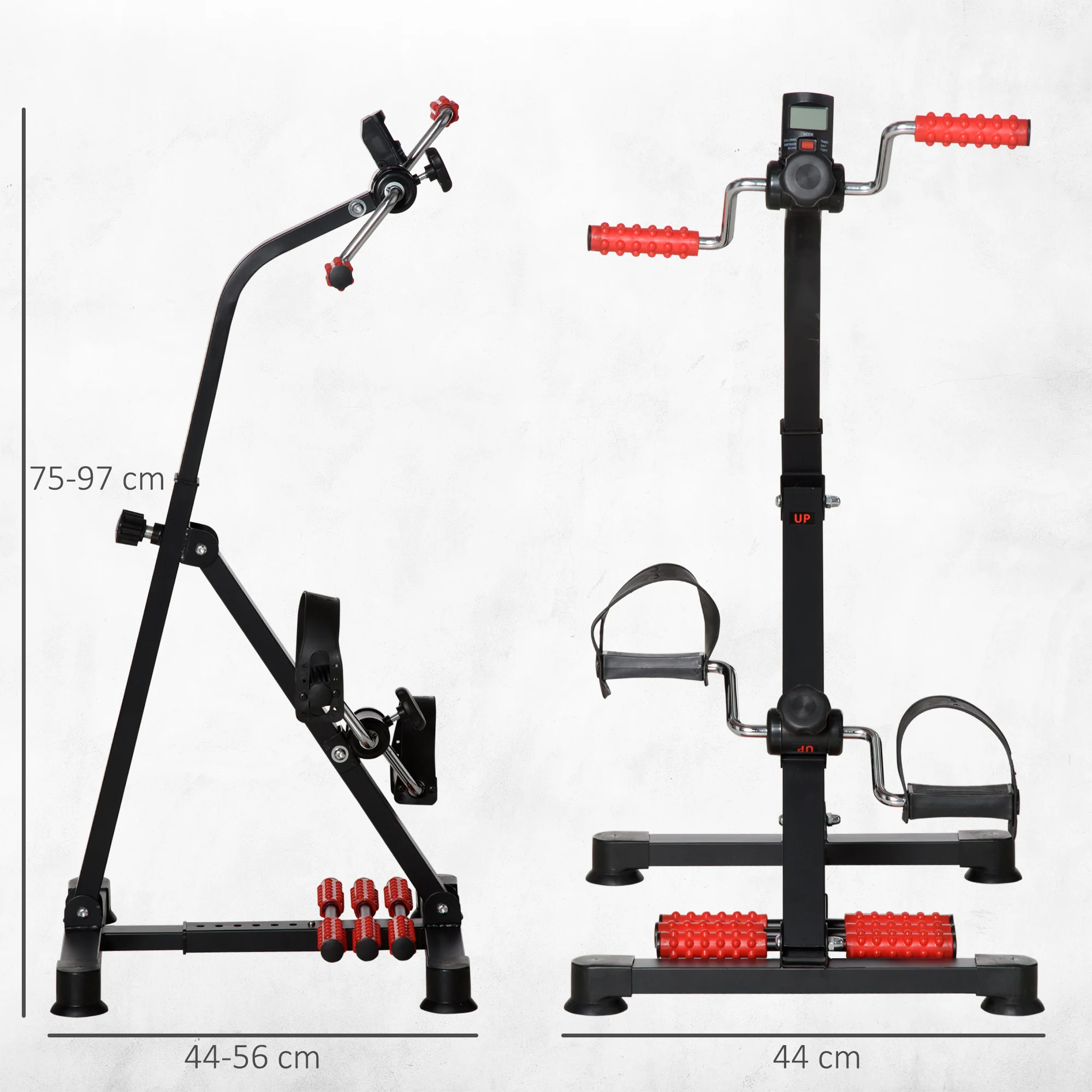 HOMCOM Pedal Rehabilitation Exercise Bike for Seniors and Elderly Black&Red - Image 3