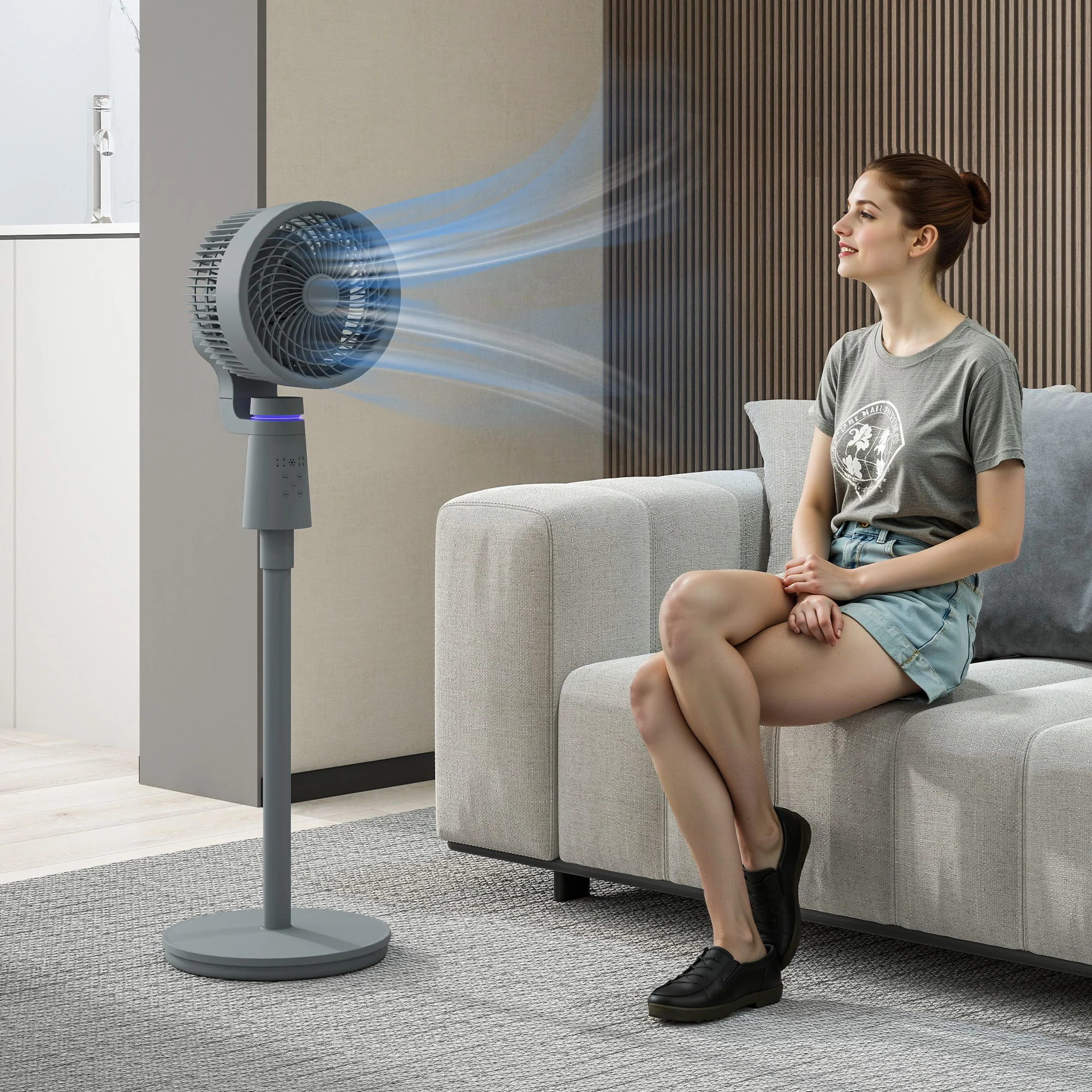 HOMCOM Pedestal Fan, Air Circulation Fan With Oscillating, Tilt - Image 11