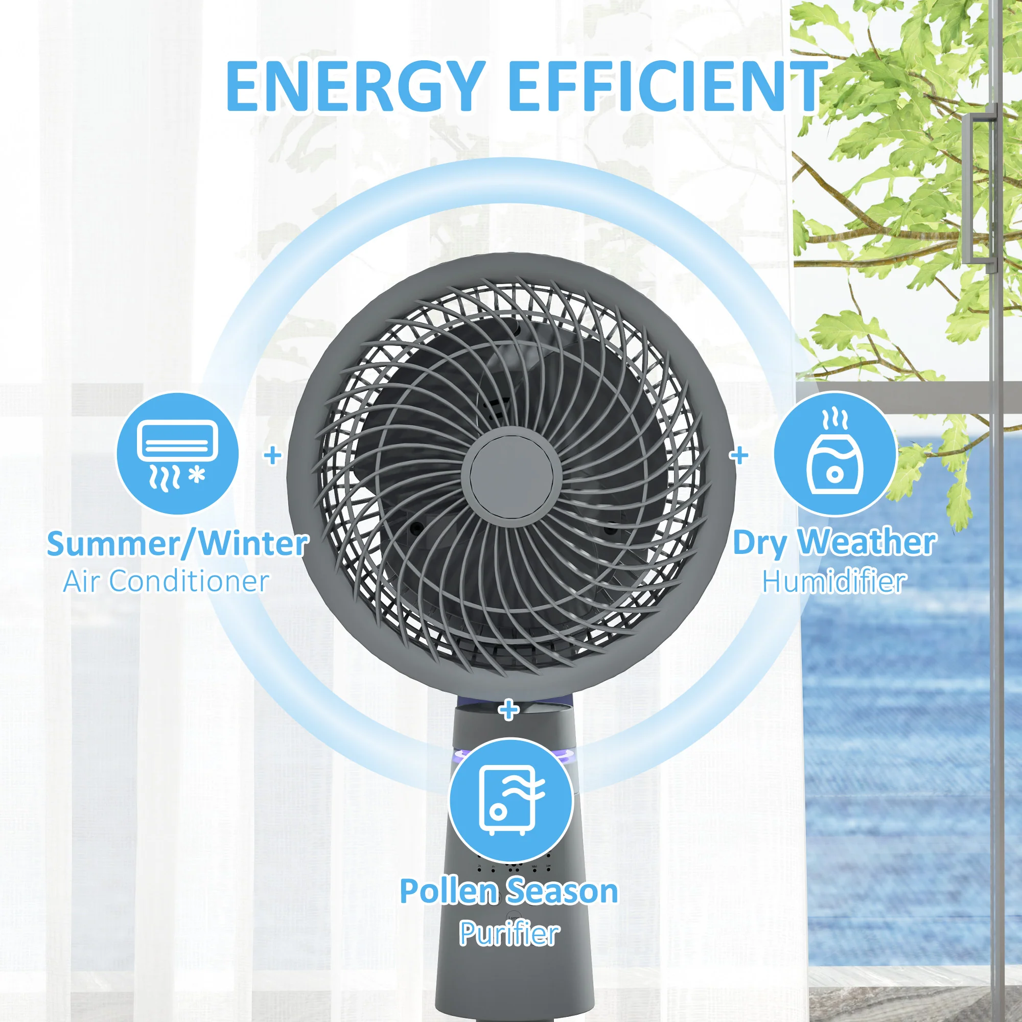 HOMCOM Pedestal Fan, Air Circulation Fan With Oscillating, Tilt - Image 12