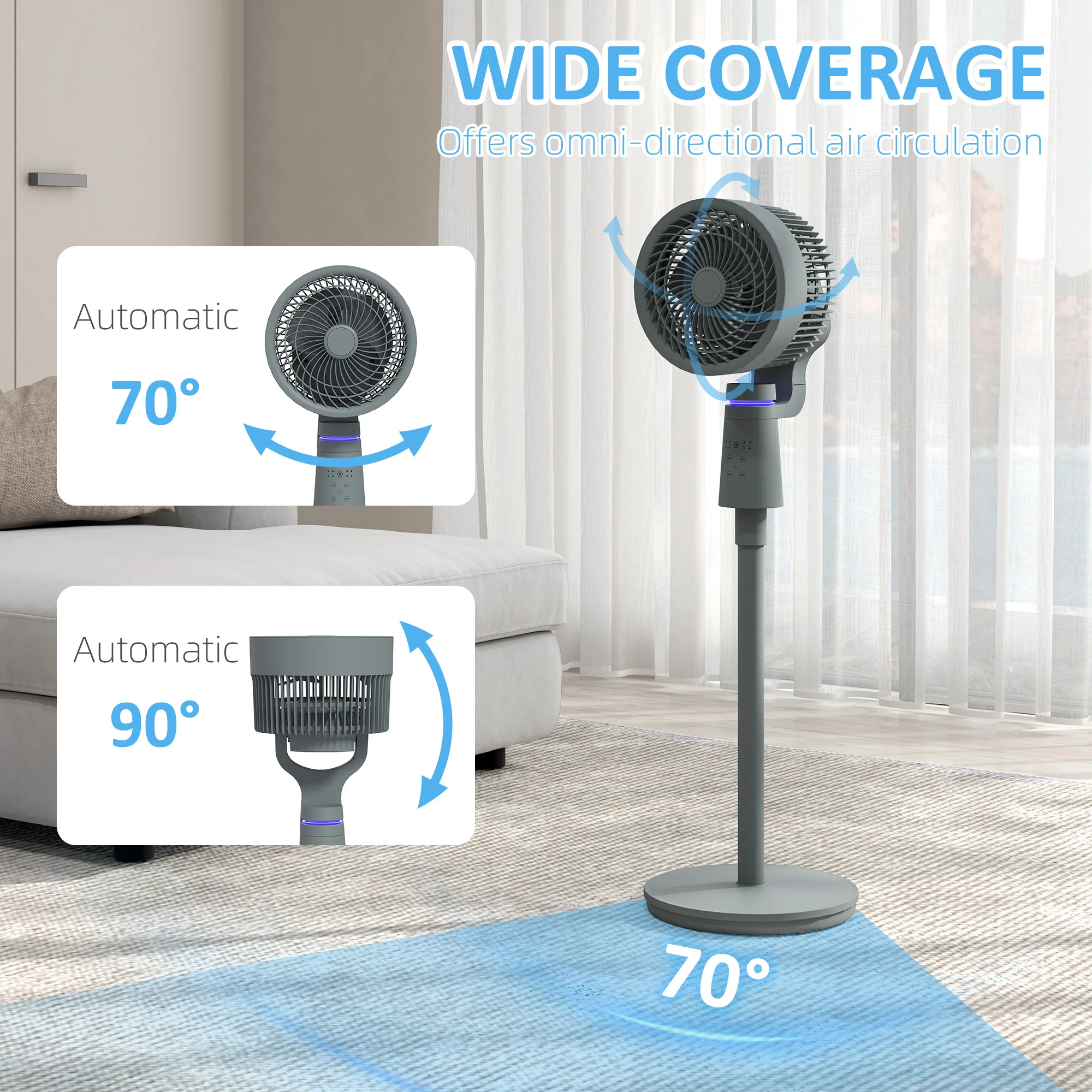 HOMCOM Pedestal Fan, Air Circulation Fan With Oscillating, Tilt - Image 13