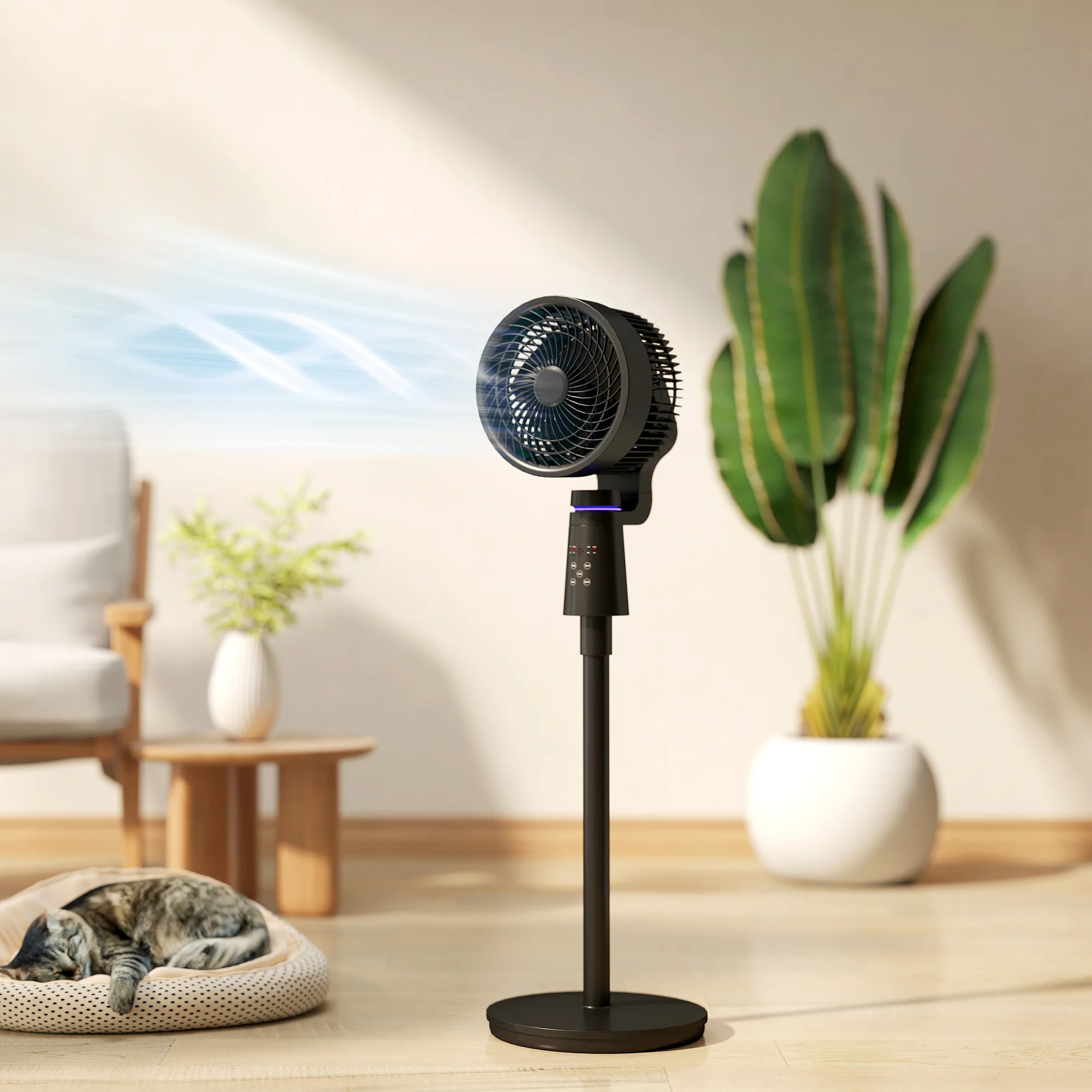 HOMCOM Pedestal Fan, Air Circulation Fan With Oscillating, Tilt - Image 2