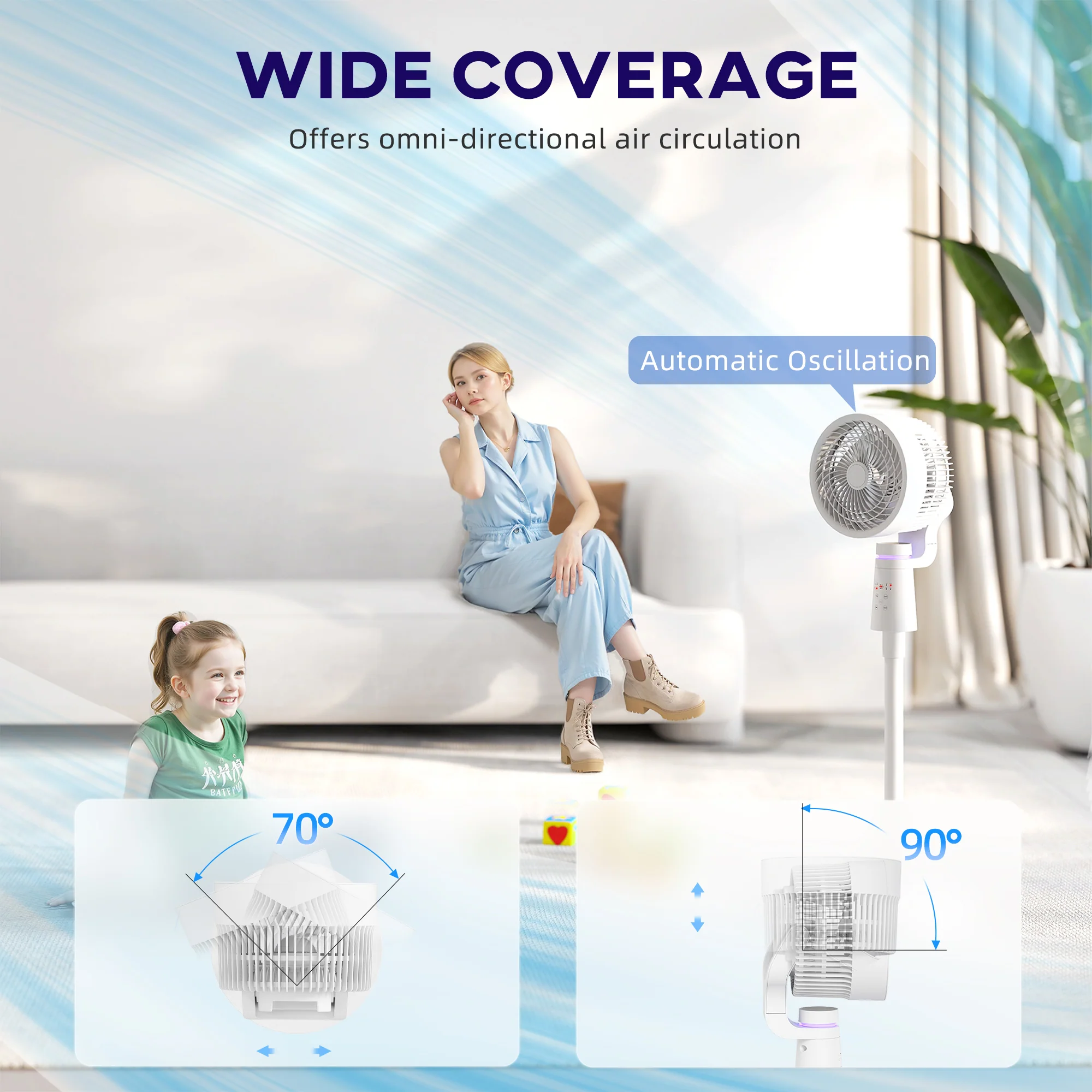 HOMCOM Pedestal Fan, Air Circulation Fan With Oscillating, Tilt - Image 22