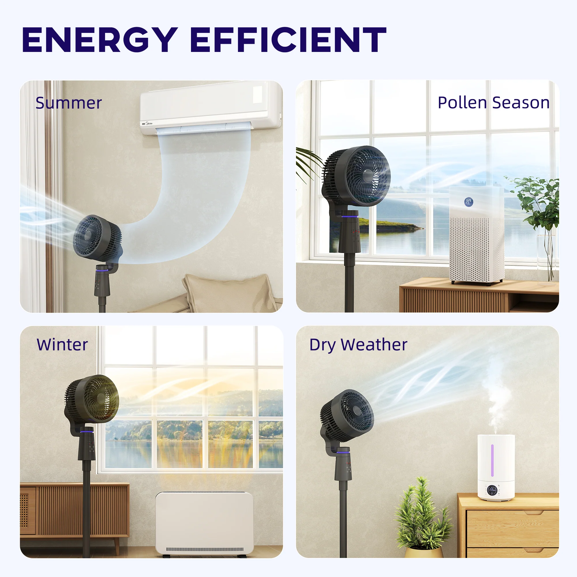 HOMCOM Pedestal Fan, Air Circulation Fan With Oscillating, Tilt - Image 3