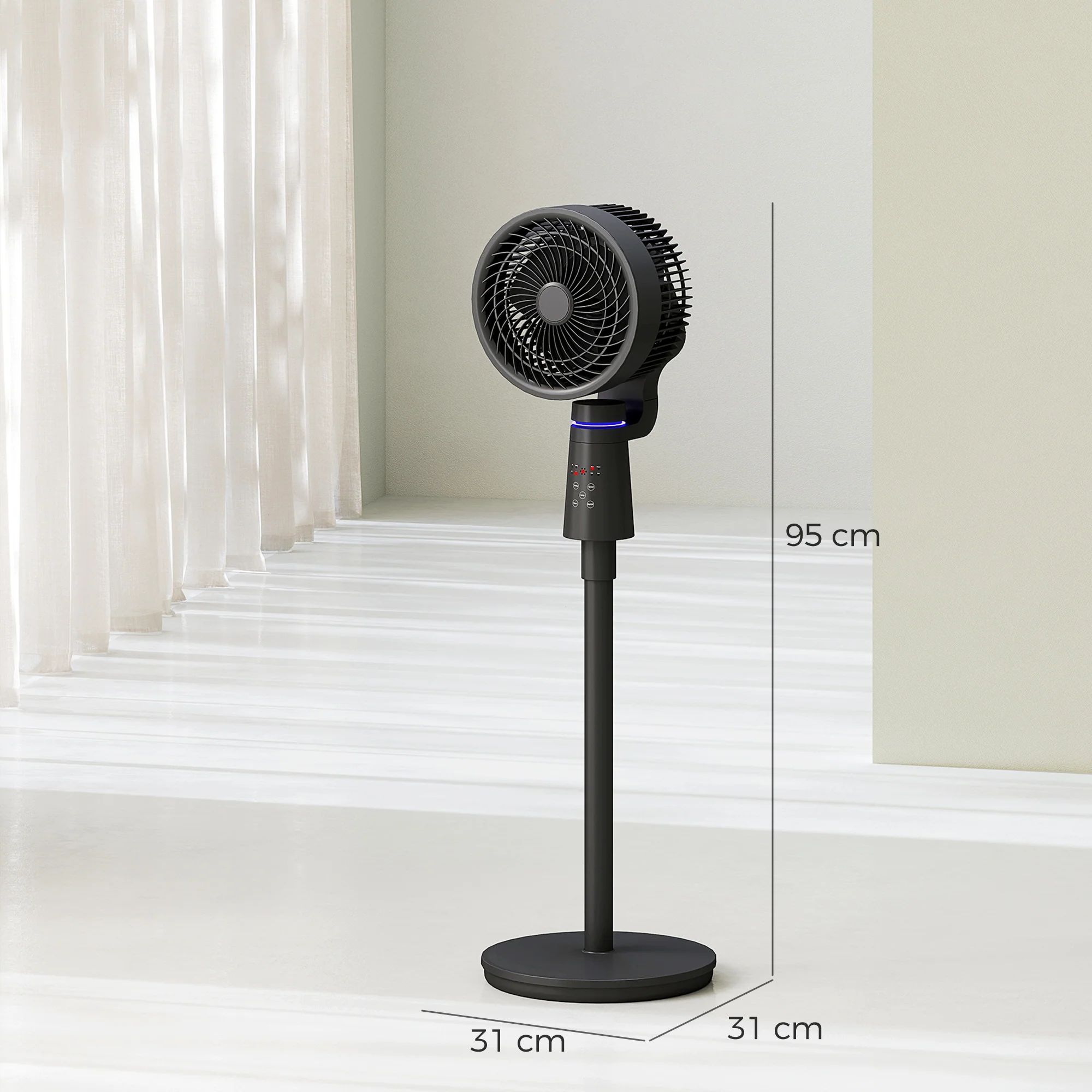 HOMCOM Pedestal Fan, Air Circulation Fan With Oscillating, Tilt - Image 5
