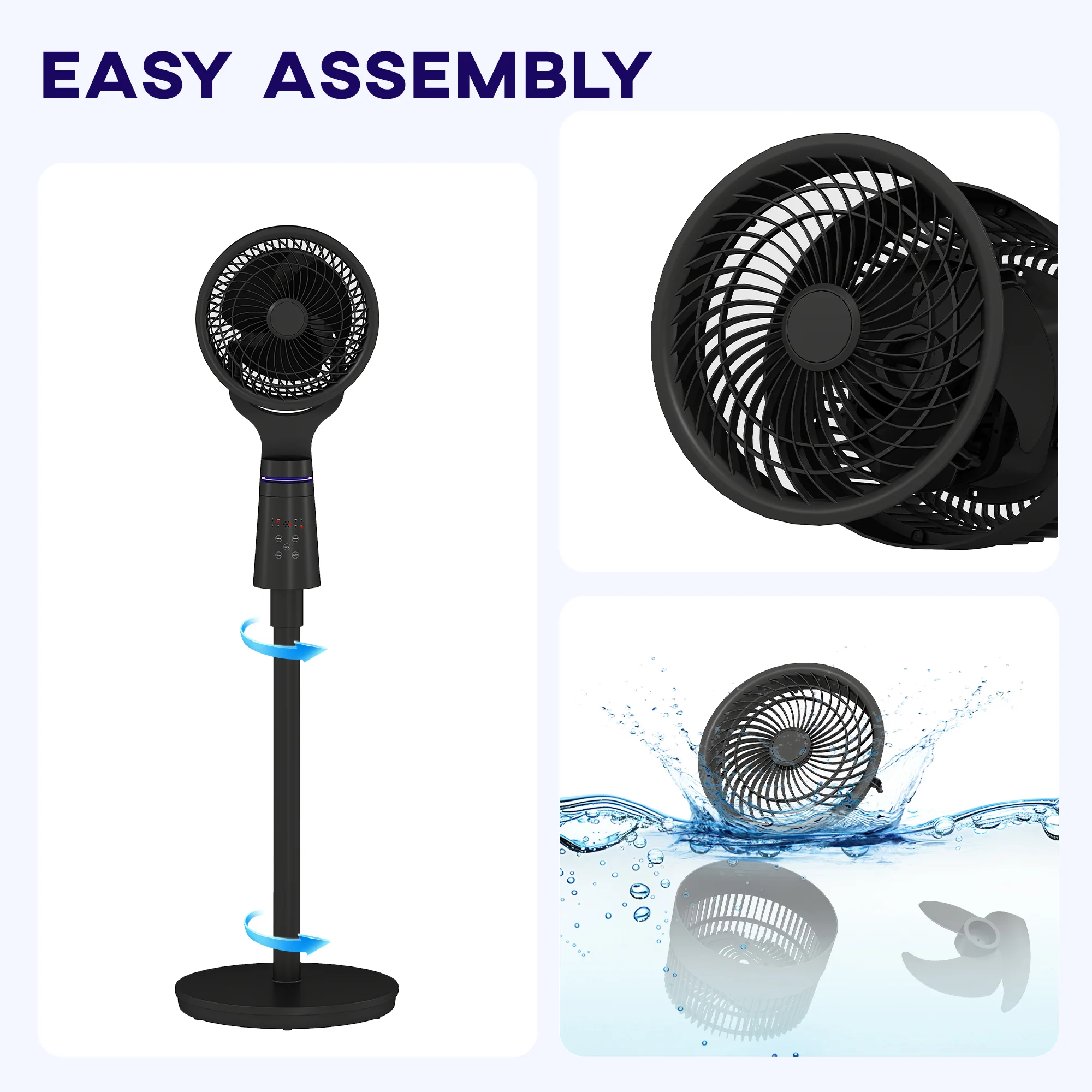 HOMCOM Pedestal Fan, Air Circulation Fan With Oscillating, Tilt - Image 8