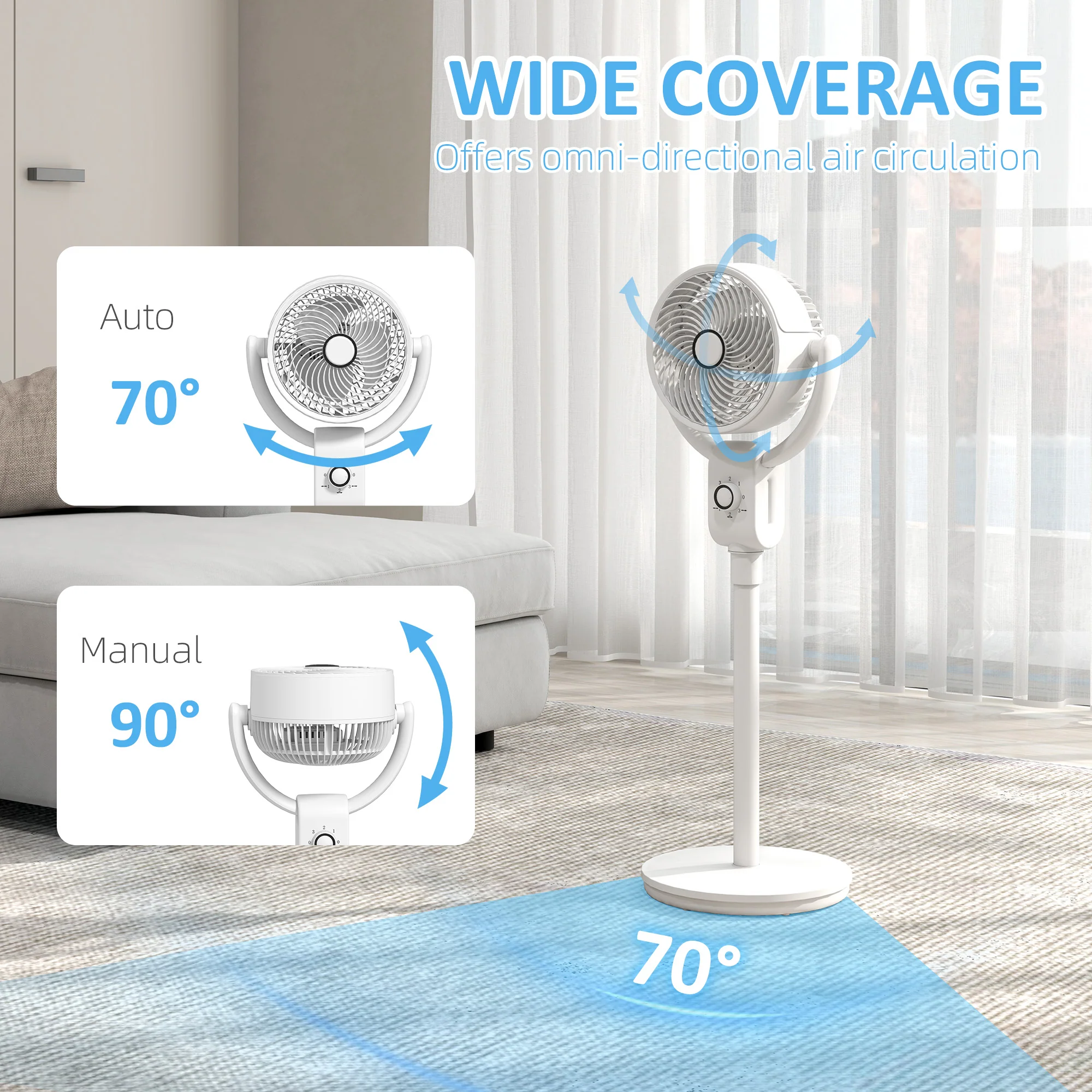 HOMCOM Pedestal Fan, Air Circulation Fan With Oscillating, Tilt, For Home - Image 4