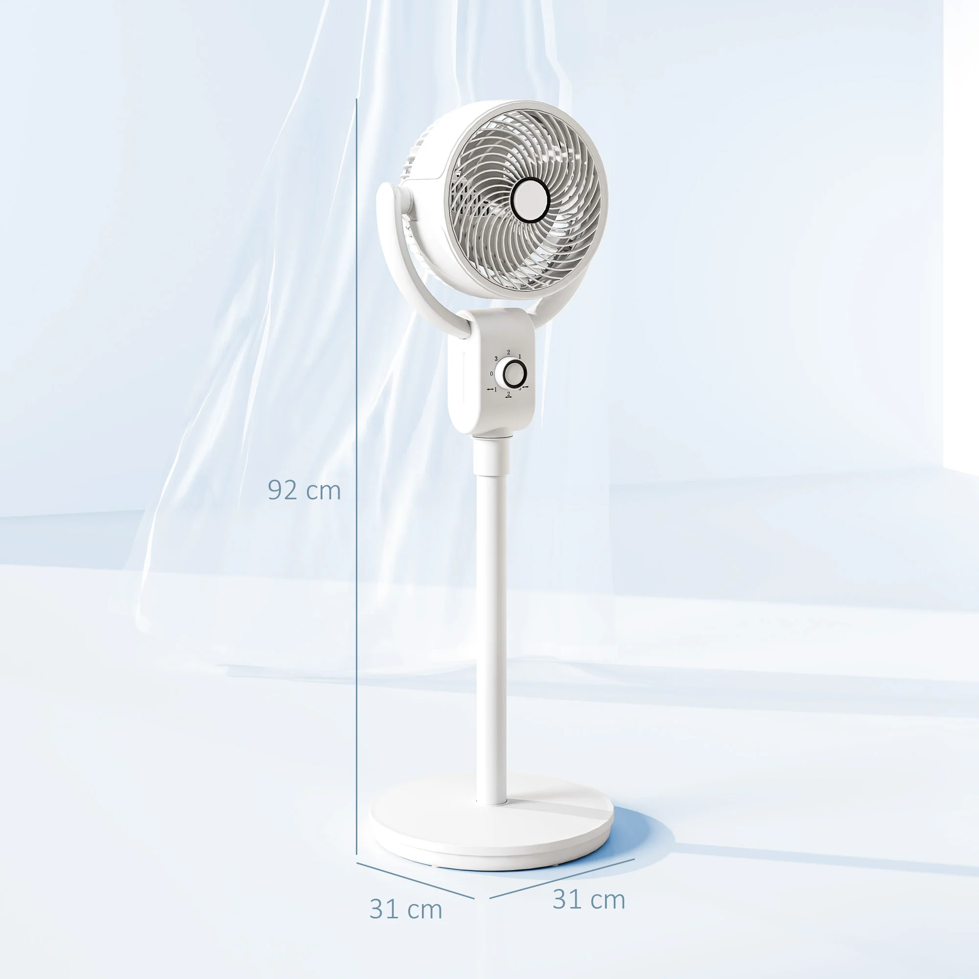 HOMCOM Pedestal Fan, Air Circulation Fan With Oscillating, Tilt, For Home - Image 5