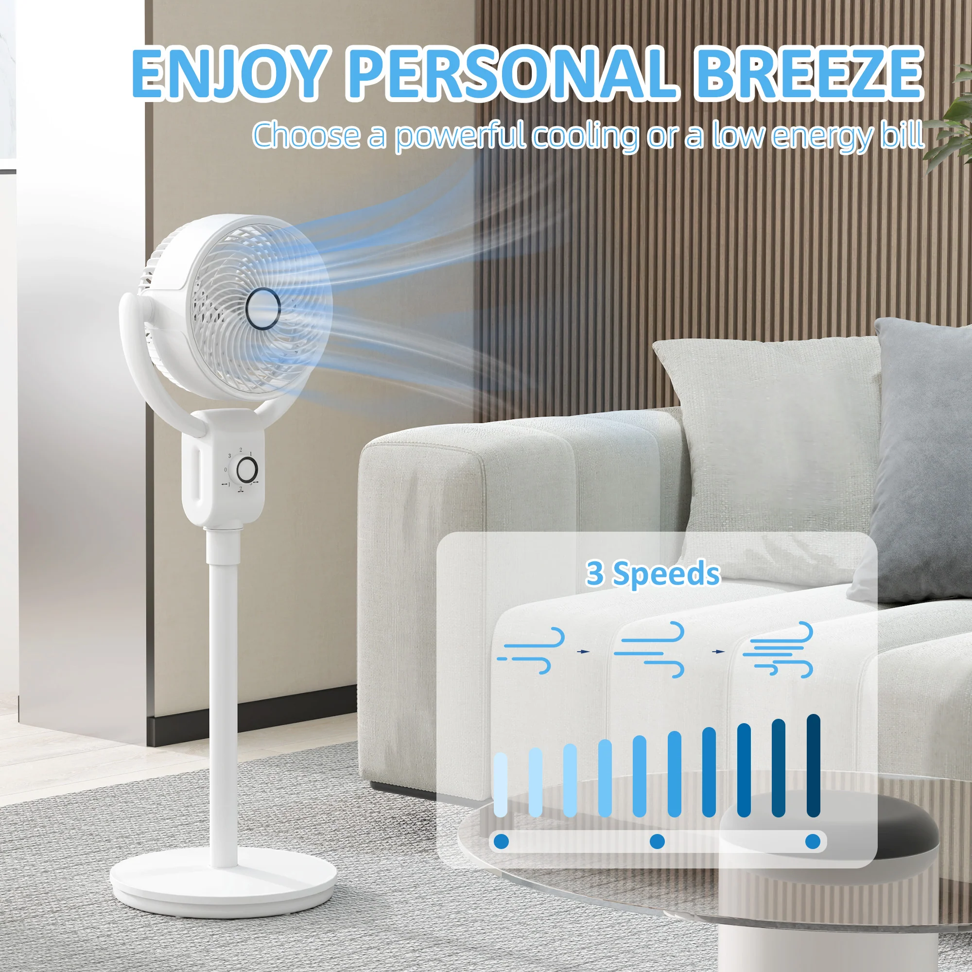 HOMCOM Pedestal Fan, Air Circulation Fan With Oscillating, Tilt, For Home - Image 6