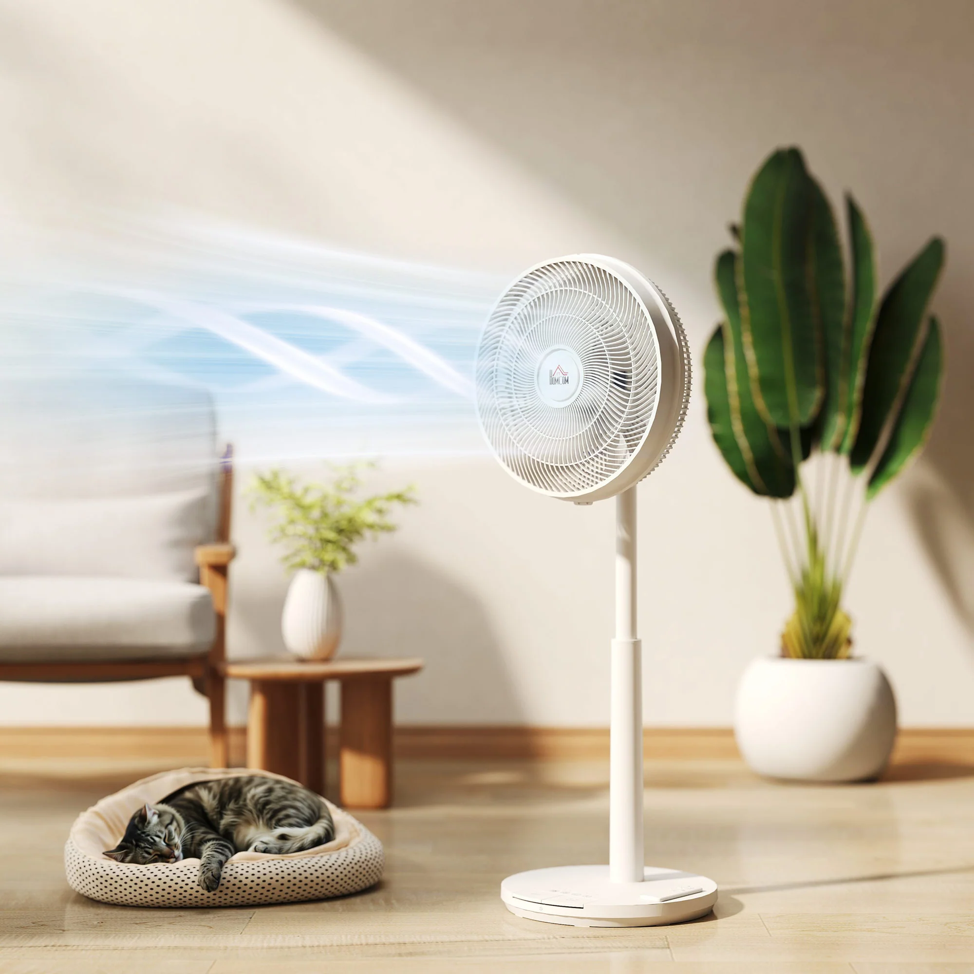 HOMCOM Pedestal Fan With Oscillating, Tilt, Adjustable Height, Timer - Image 11