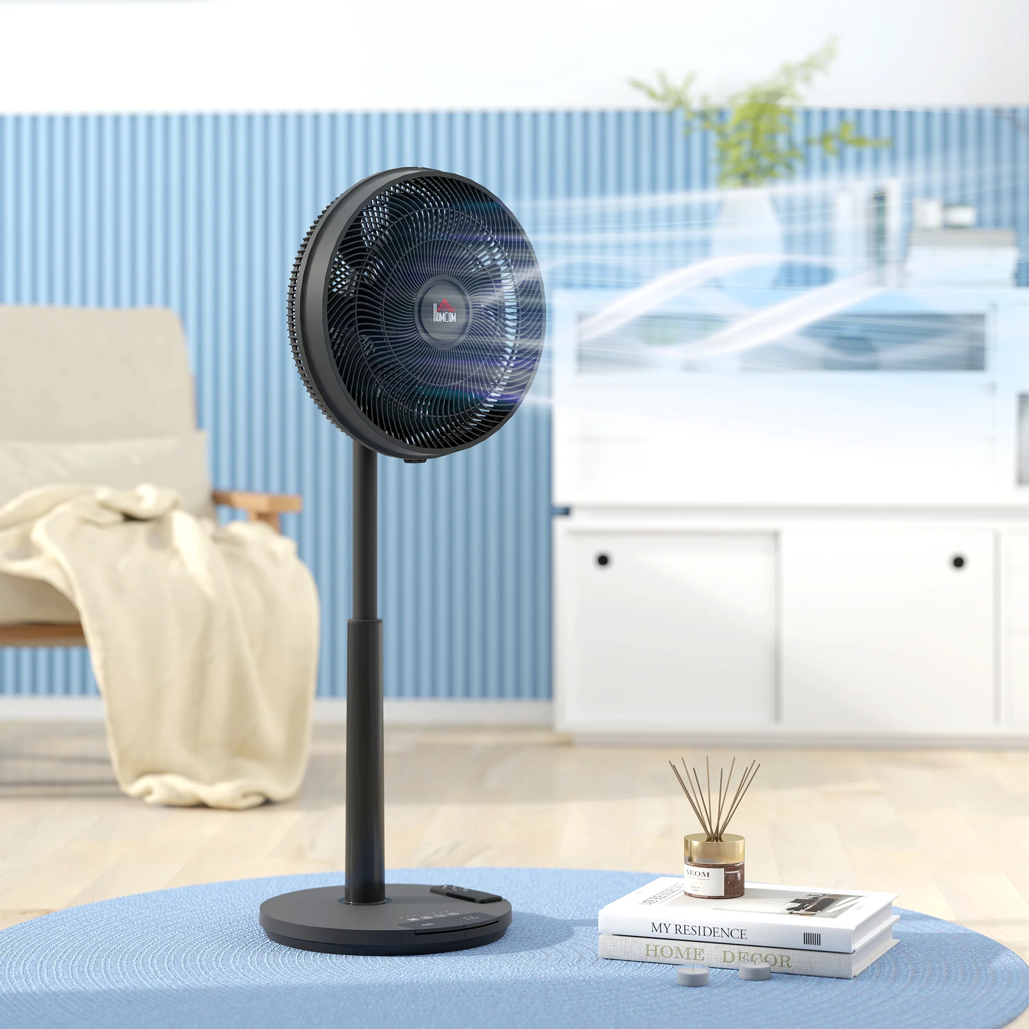 HOMCOM Pedestal Fan With Oscillating, Tilt, Adjustable Height, Timer - Image 2