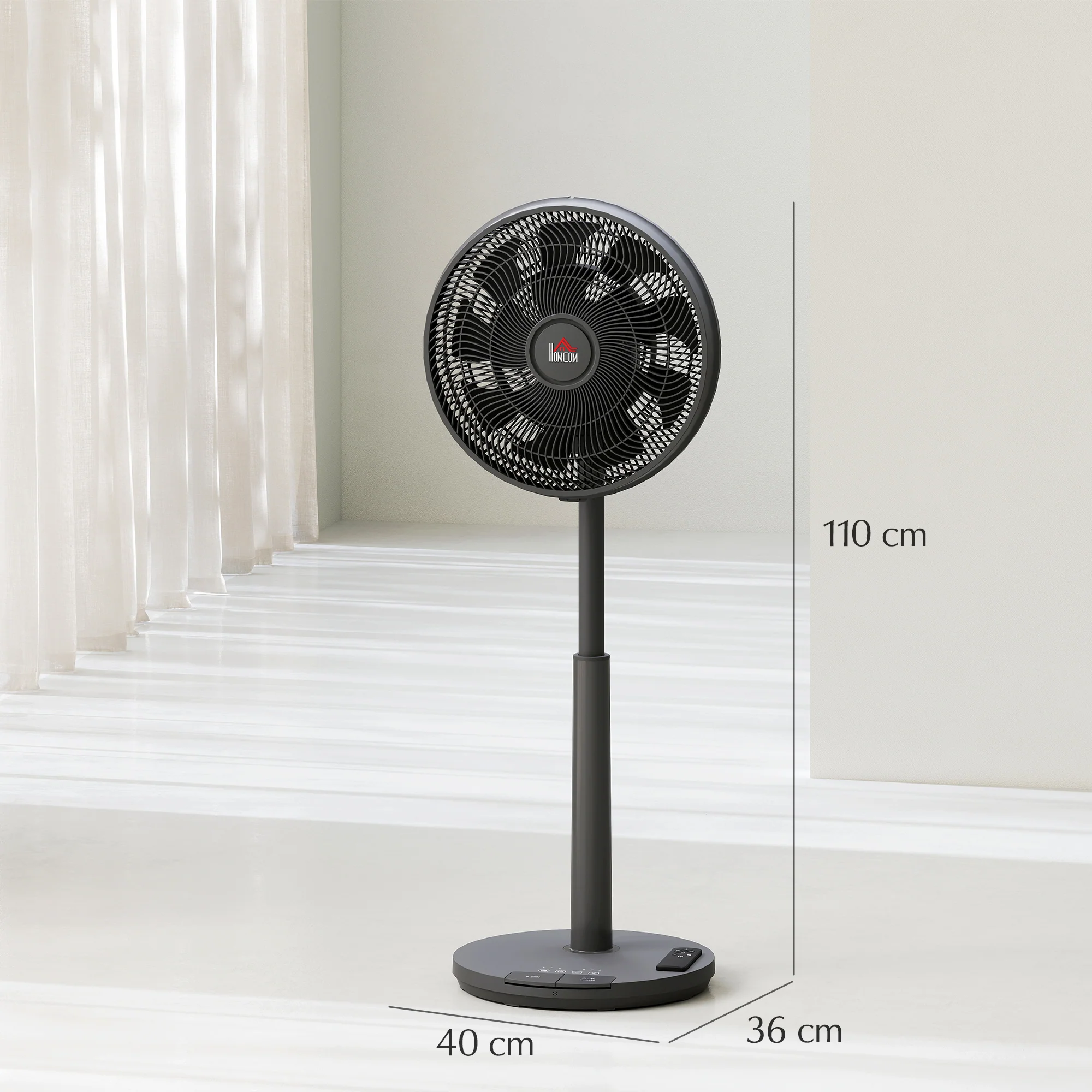 HOMCOM Pedestal Fan With Oscillating, Tilt, Adjustable Height, Timer - Image 5