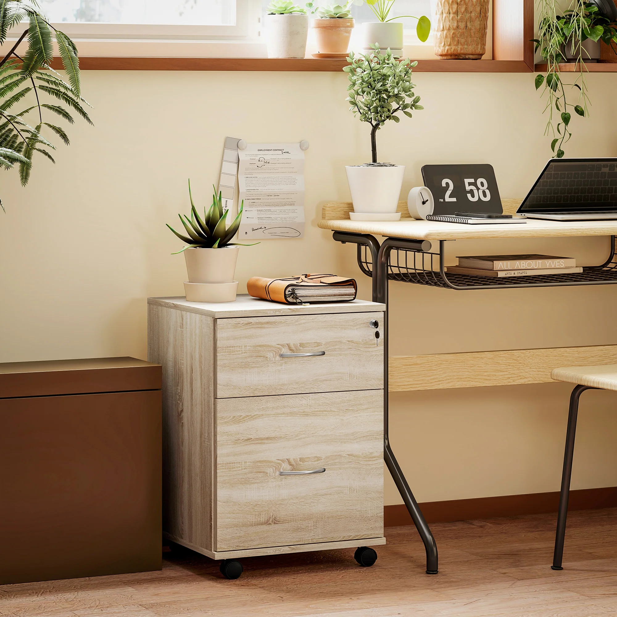 HOMCOM Pedestal Office Mobile Filing Cabinet 2 Drawer - Image 11