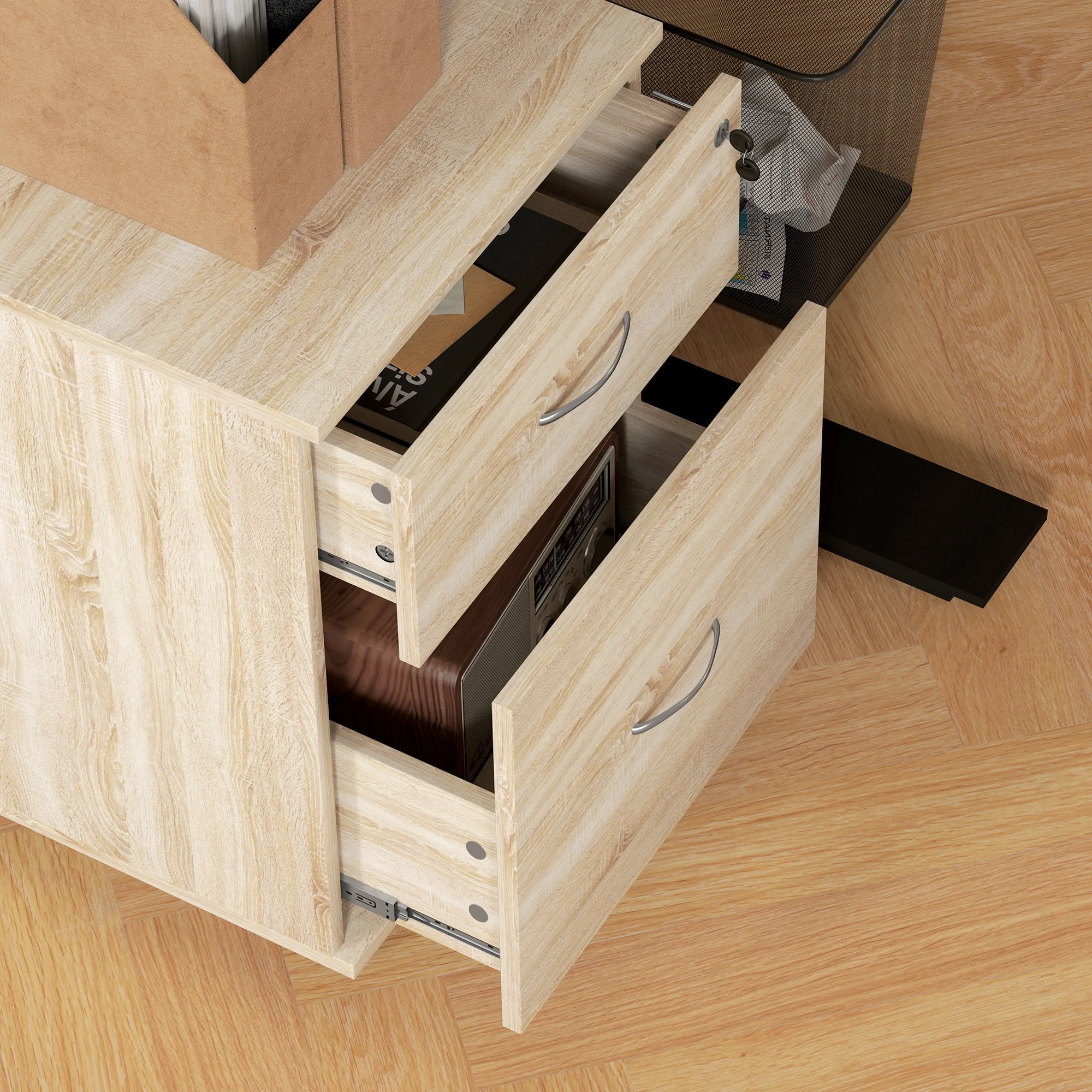 HOMCOM Pedestal Office Mobile Filing Cabinet 2 Drawer - Image 17