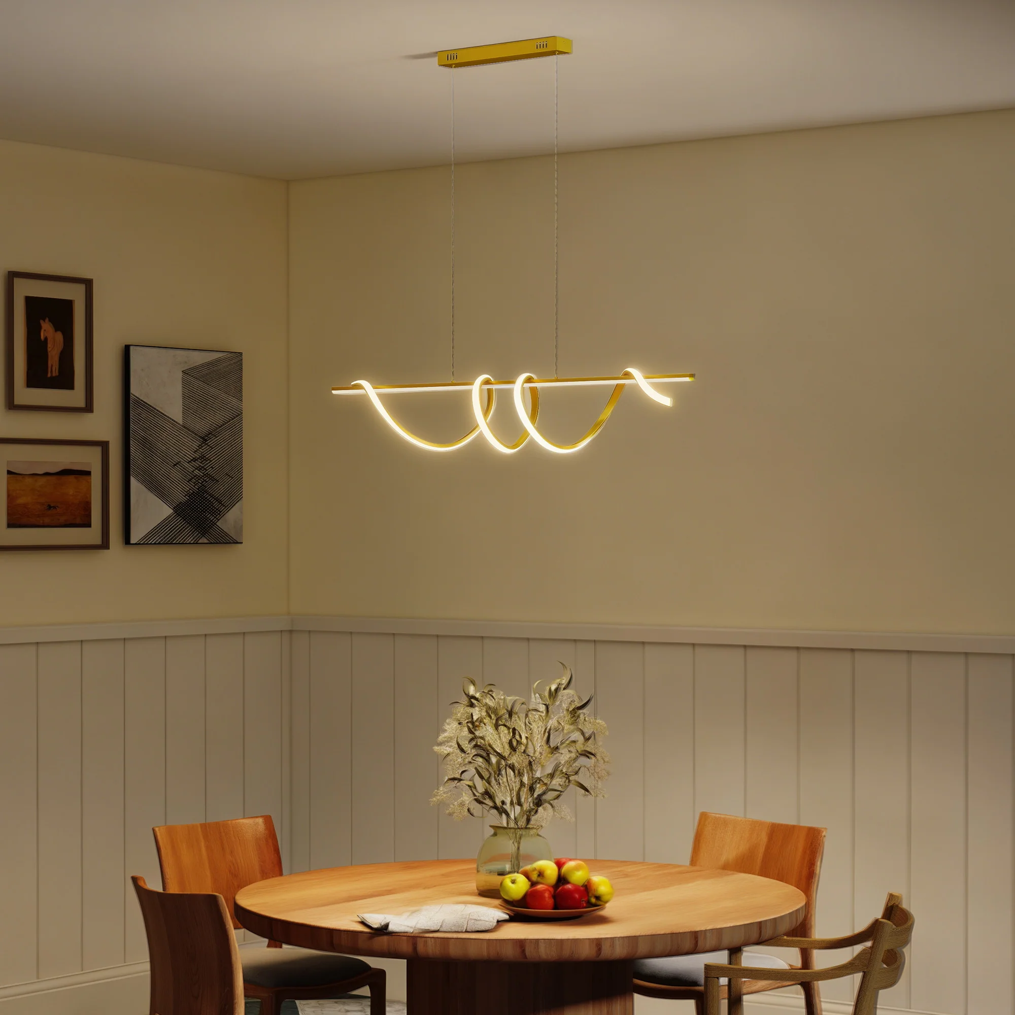 HOMCOM Pendant Light, Ceiling Light with 3 Colour Temperatures, Gold Tone - Image 2