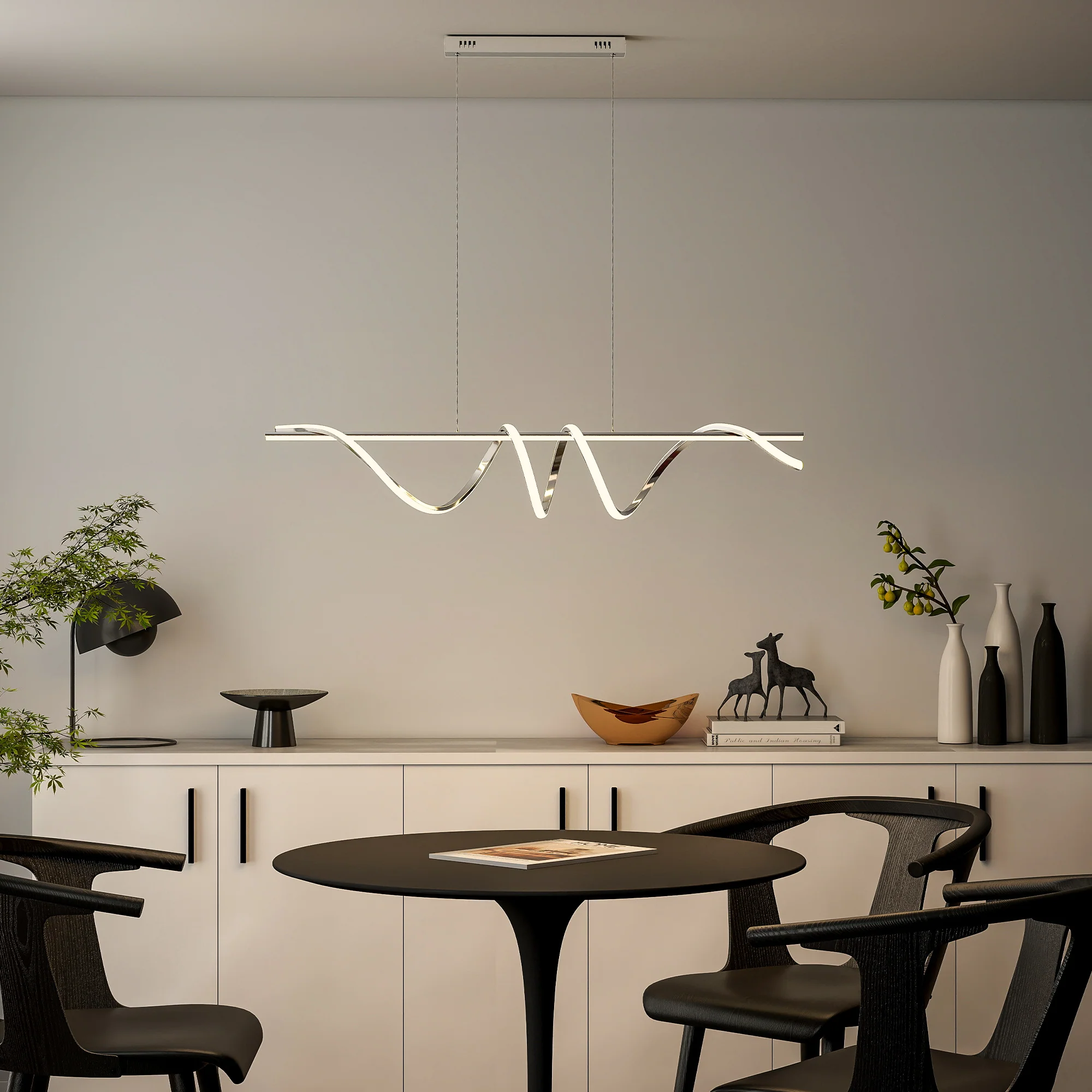 HOMCOM Pendant Light, Ceiling Light with 3 Colour Temperatures, Silver Tone