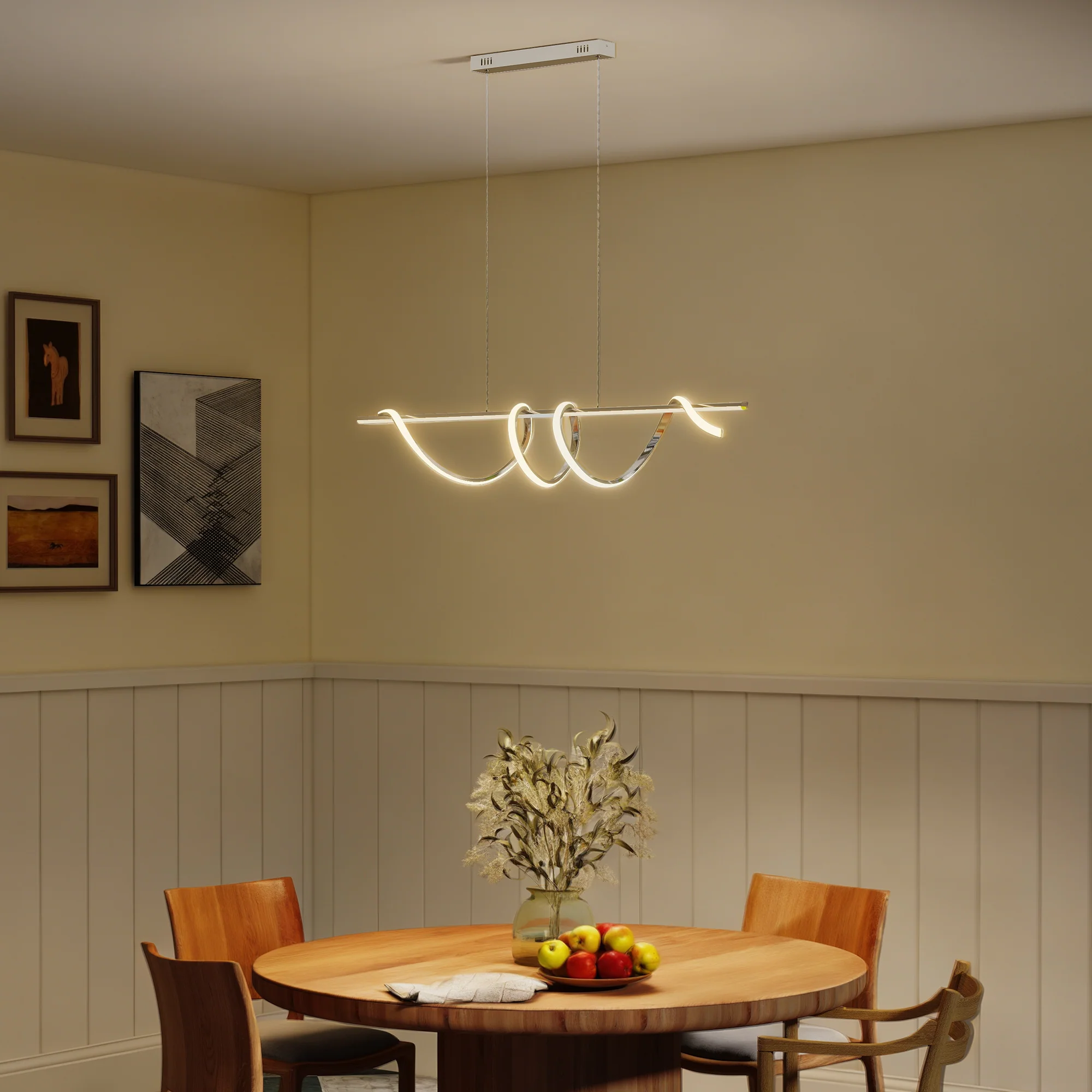 HOMCOM Pendant Light, Ceiling Light with 3 Colour Temperatures, Silver Tone - Image 2