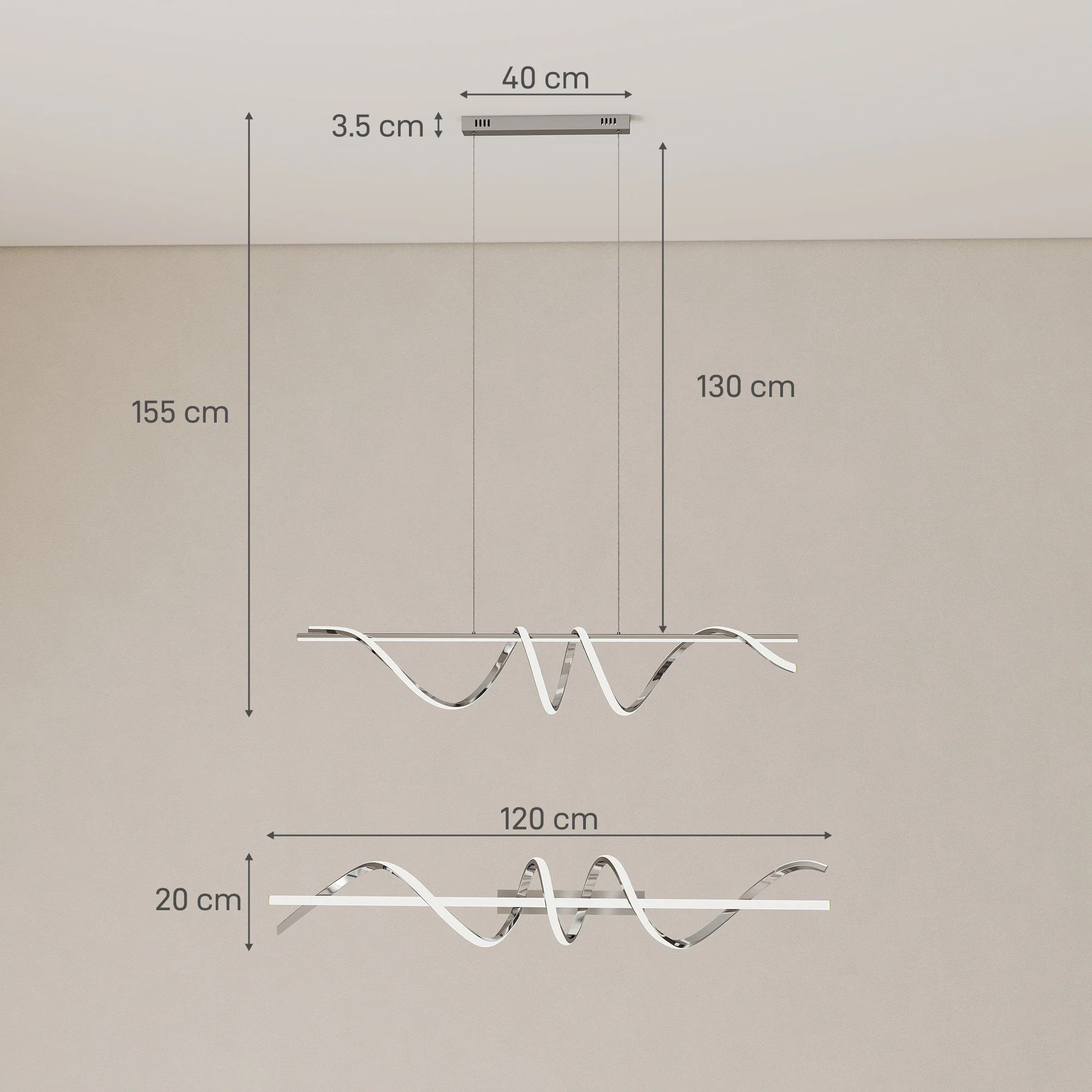 HOMCOM Pendant Light, Ceiling Light with 3 Colour Temperatures, Silver Tone - Image 5