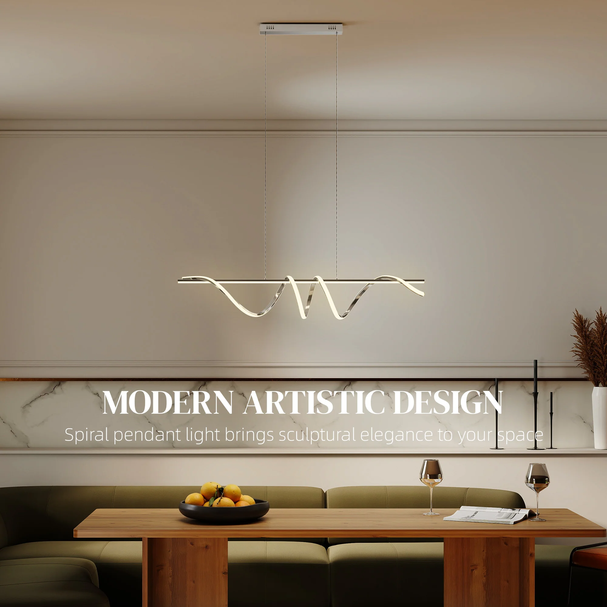 HOMCOM Pendant Light, Ceiling Light with 3 Colour Temperatures, Silver Tone - Image 6