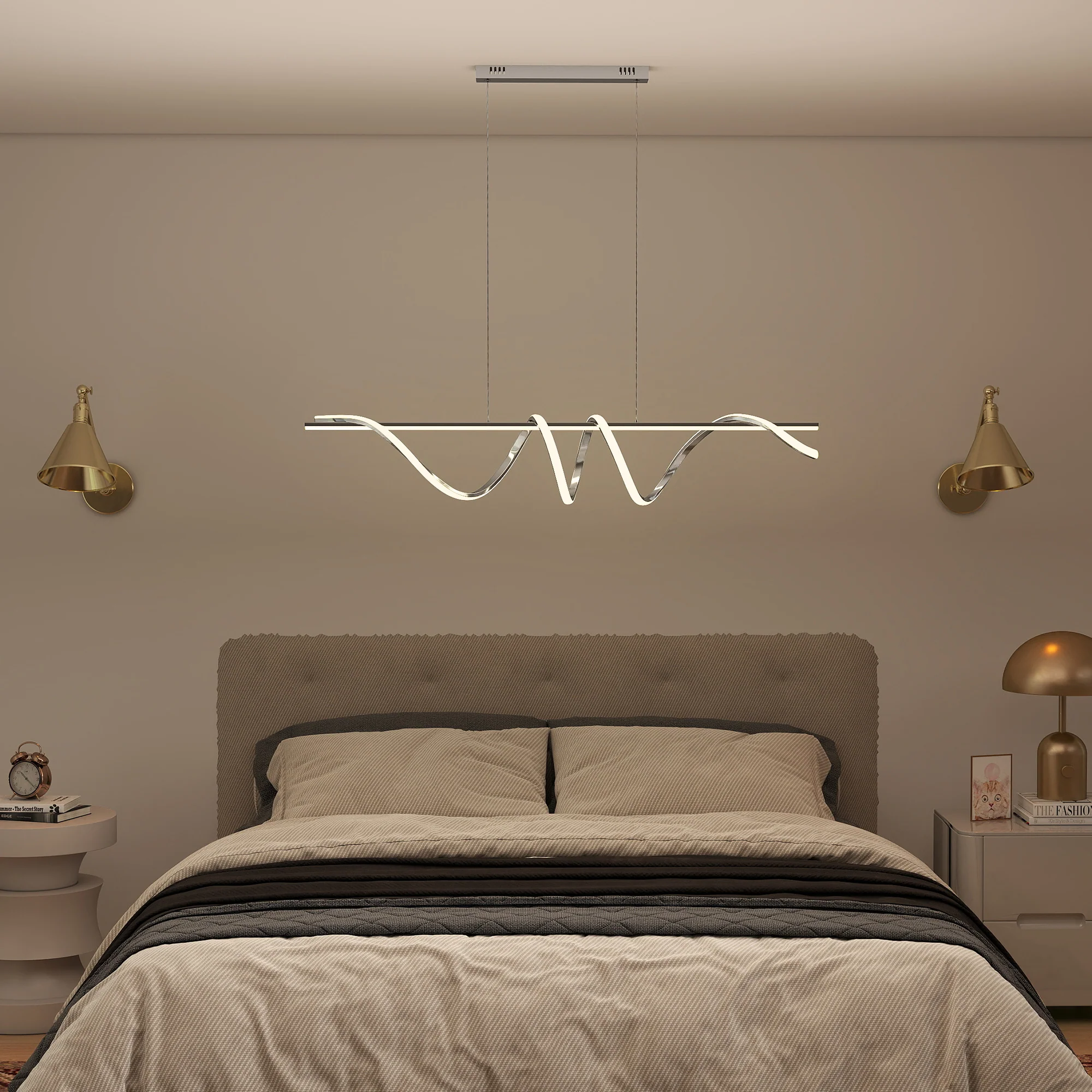 HOMCOM Pendant Light, Ceiling Light with 3 Colour Temperatures, Silver Tone - Image 8