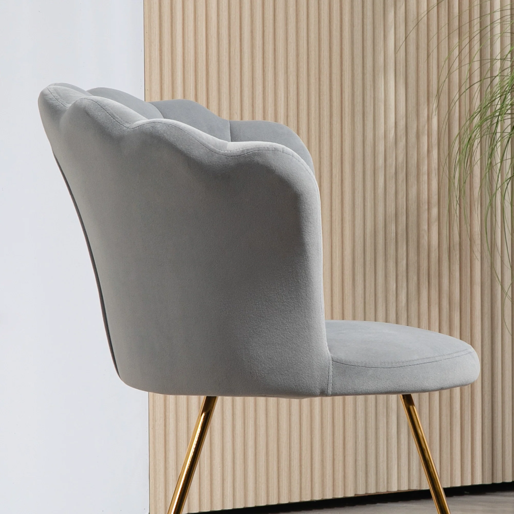 HOMCOM Accent Chair, Velvet Armchair With Lotus Backrest, Steel Legs - Pink/Grey - Image 16