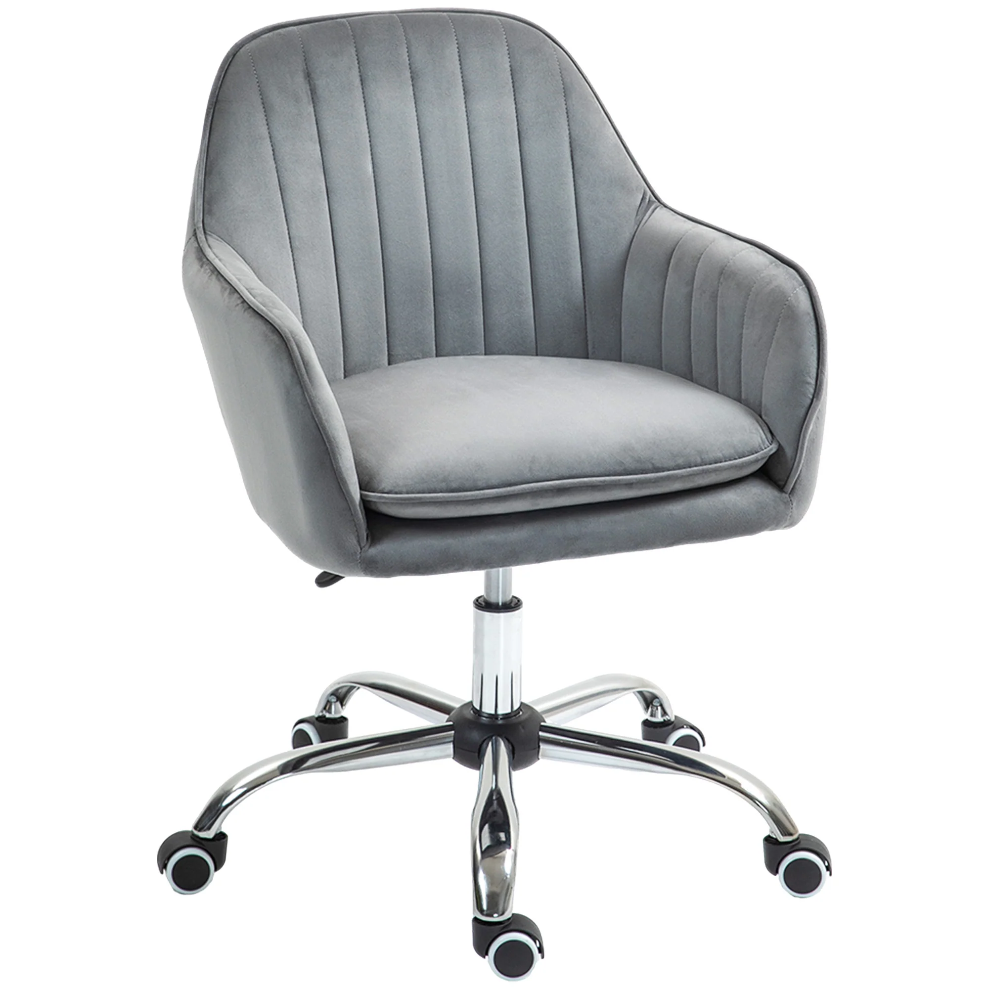 HOMCOM Office Chair, Swivel Desk Chair W/ Adjustable Height - Grey/Pink - Image 10