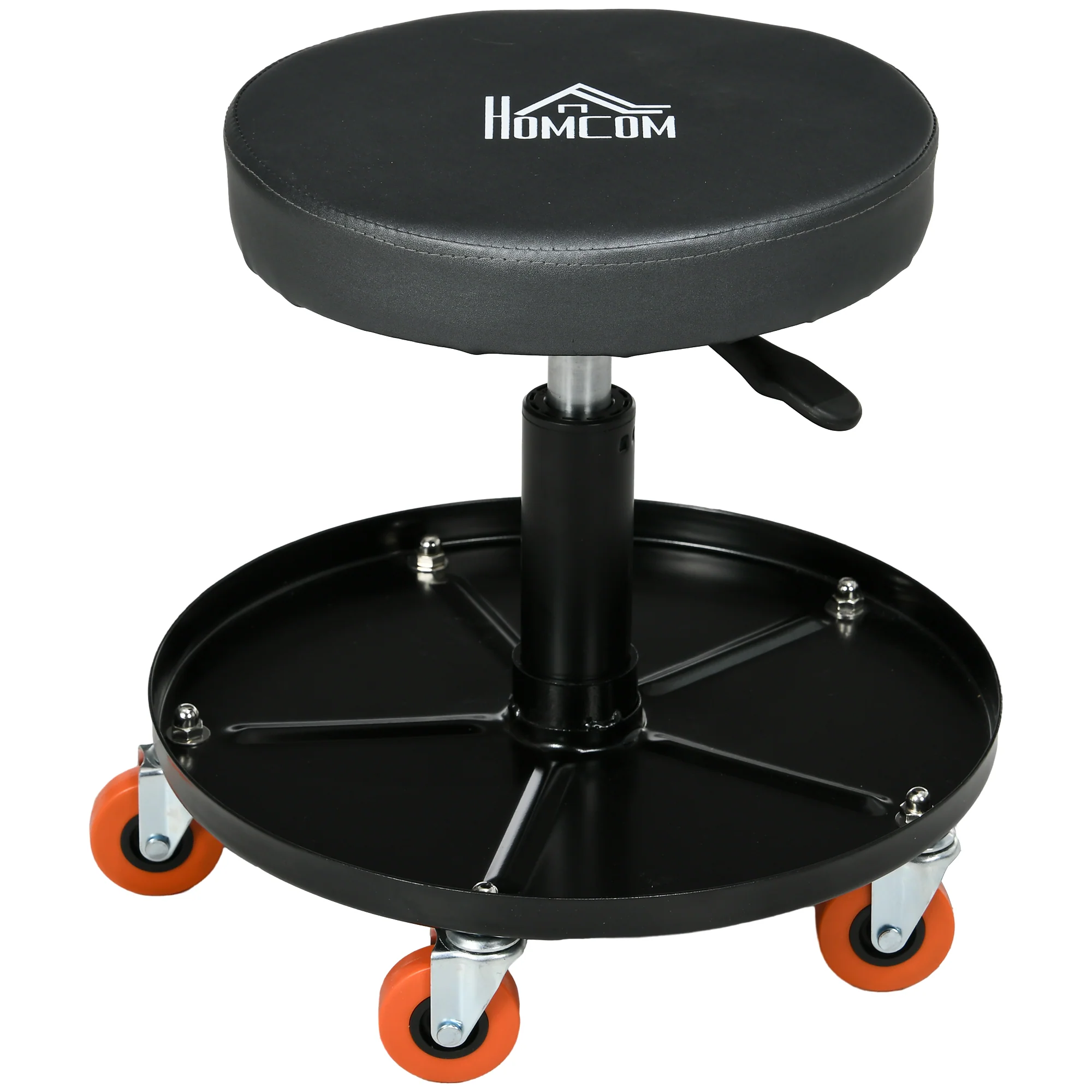 HOMCOM Pneumatic Adjustable Mechanic Stool W/ Tool Tray, Wheels