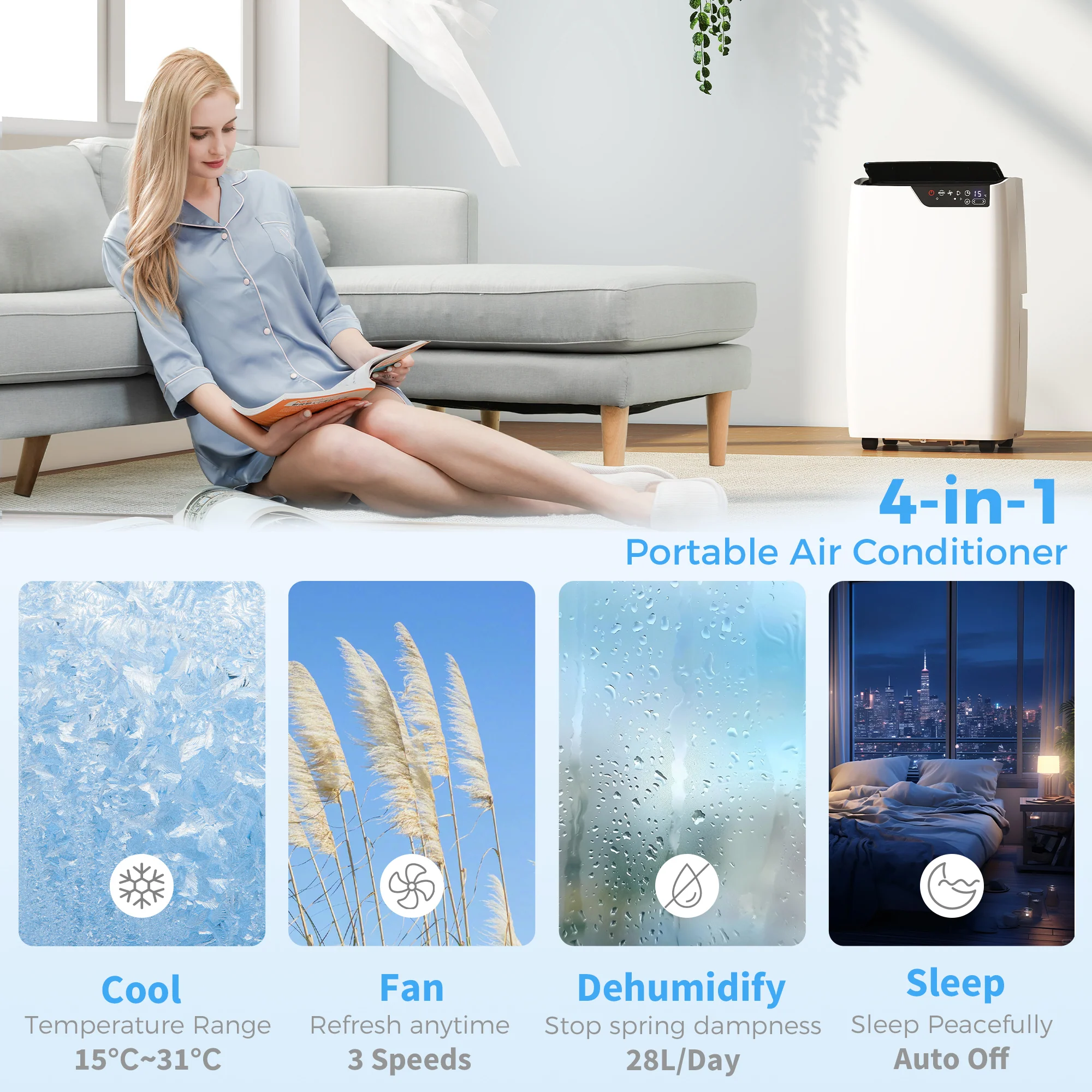 HOMCOM Portable Air Conditioner 12000 BTU, 4-in-1 Air Conditioning Unit - Image 4