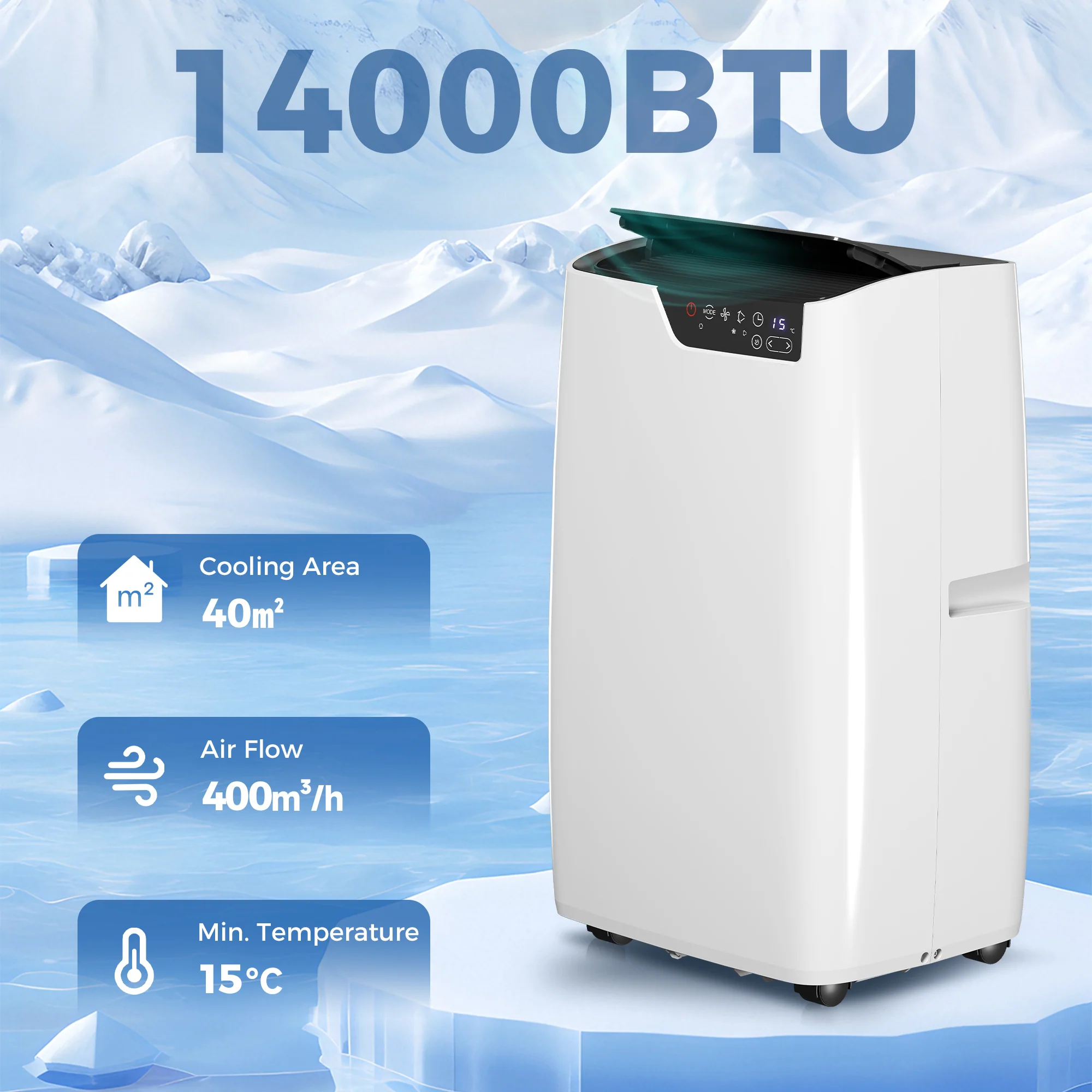 HOMCOM Portable Air Conditioner 14000 BTU, 4-in-1 Air Conditioning Unit - Image 3