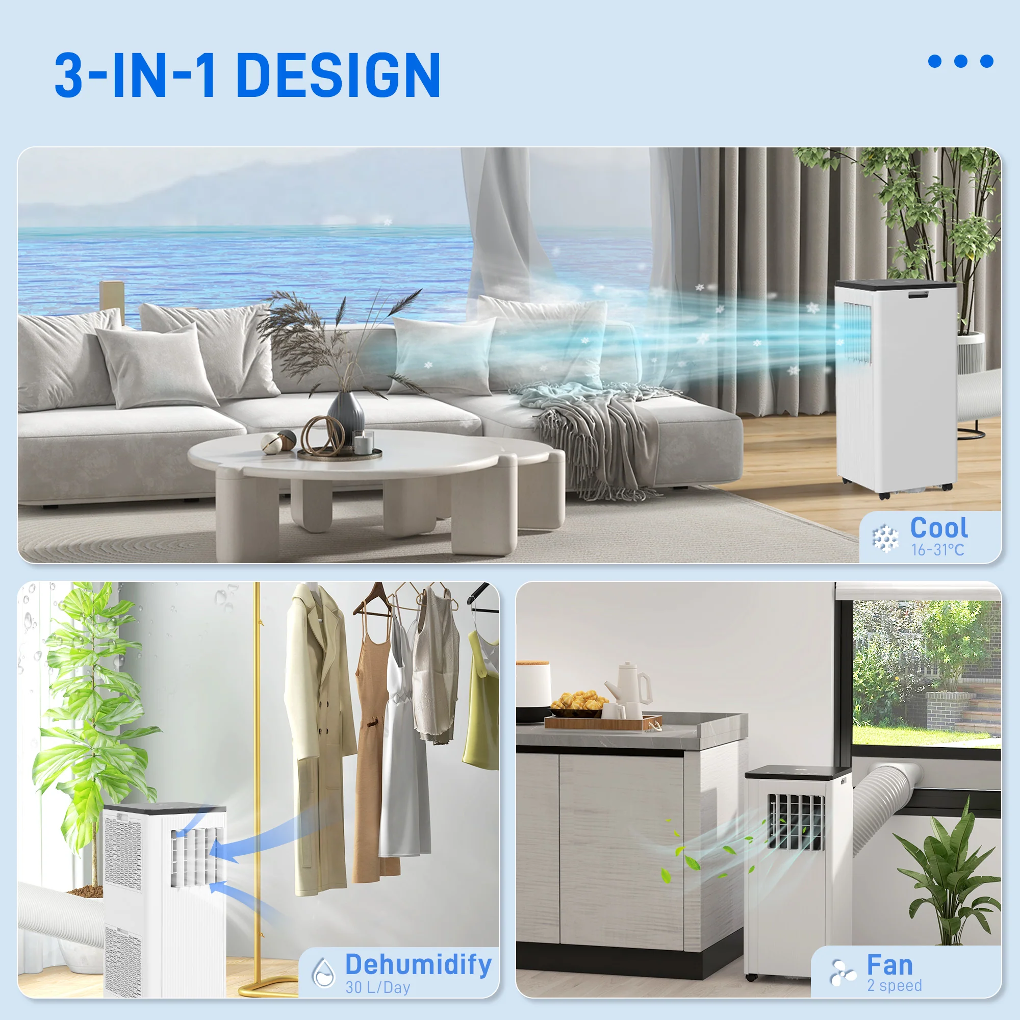 HOMCOM Portable Air Conditioner With App Control, Sleep Mode - Image 3