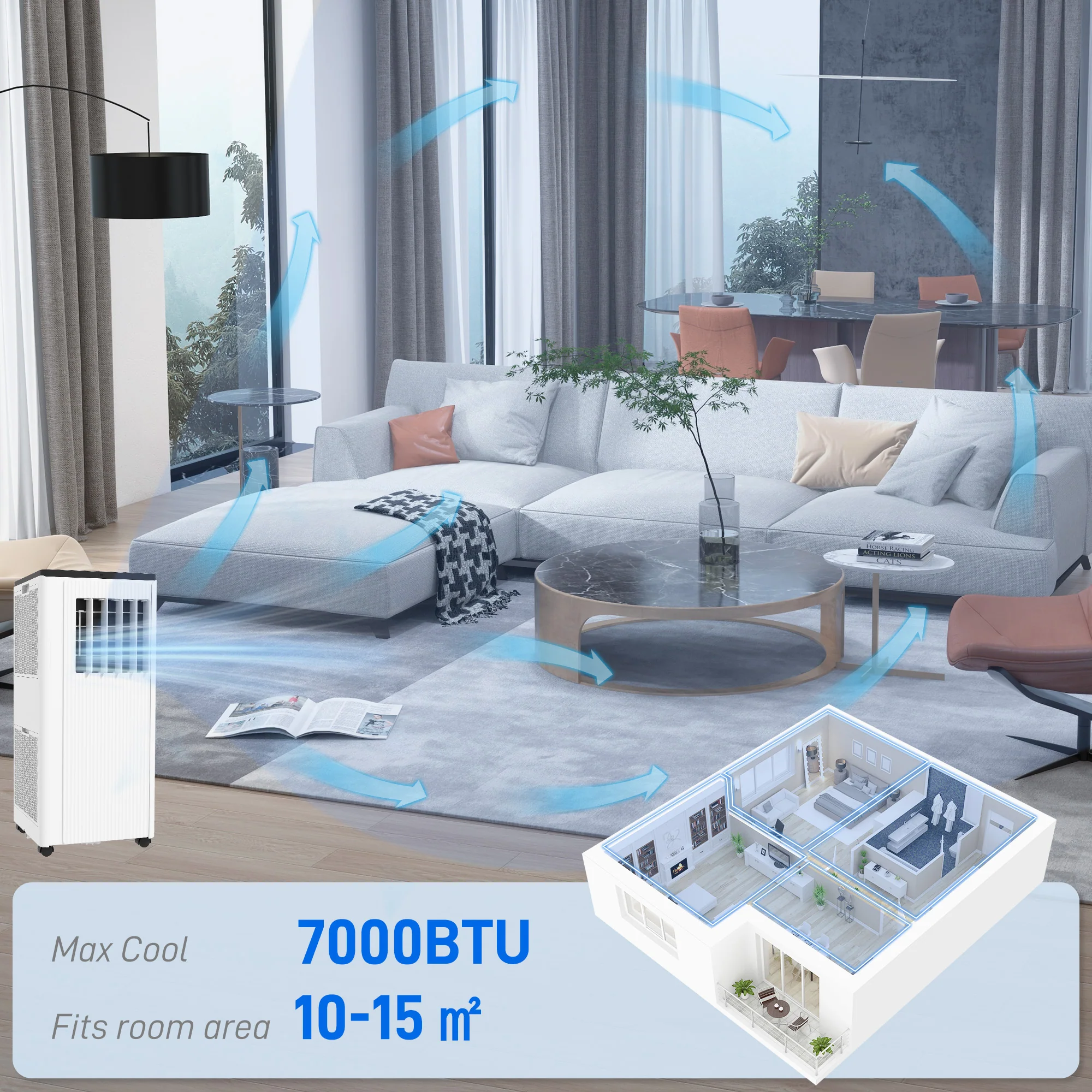 HOMCOM Portable Air Conditioner With App Control, Sleep Mode - Image 4