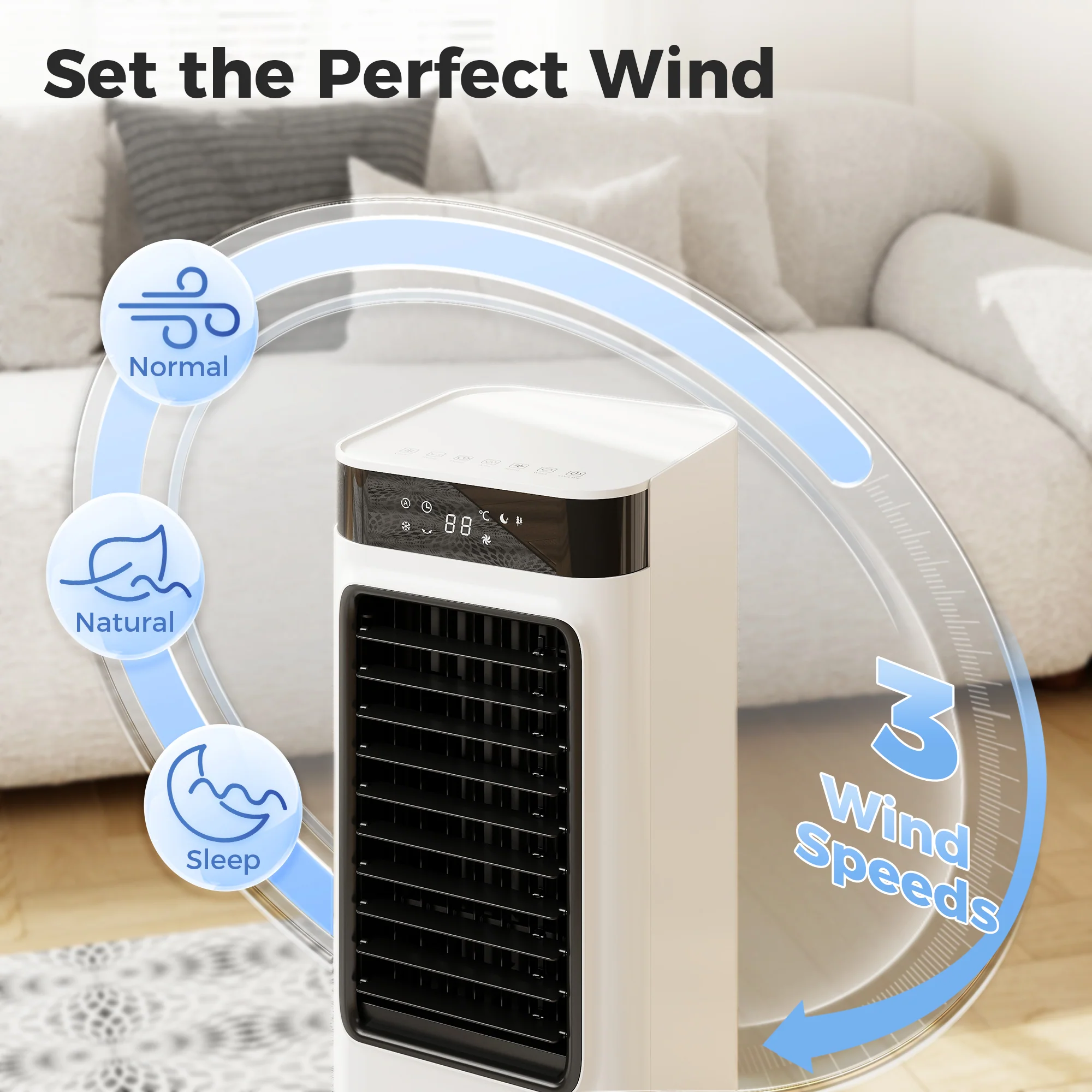 HOMCOM Portable Air Cooler, 3-In-1 Evaporative Air Cooler With 7L Water Tank - Image 6