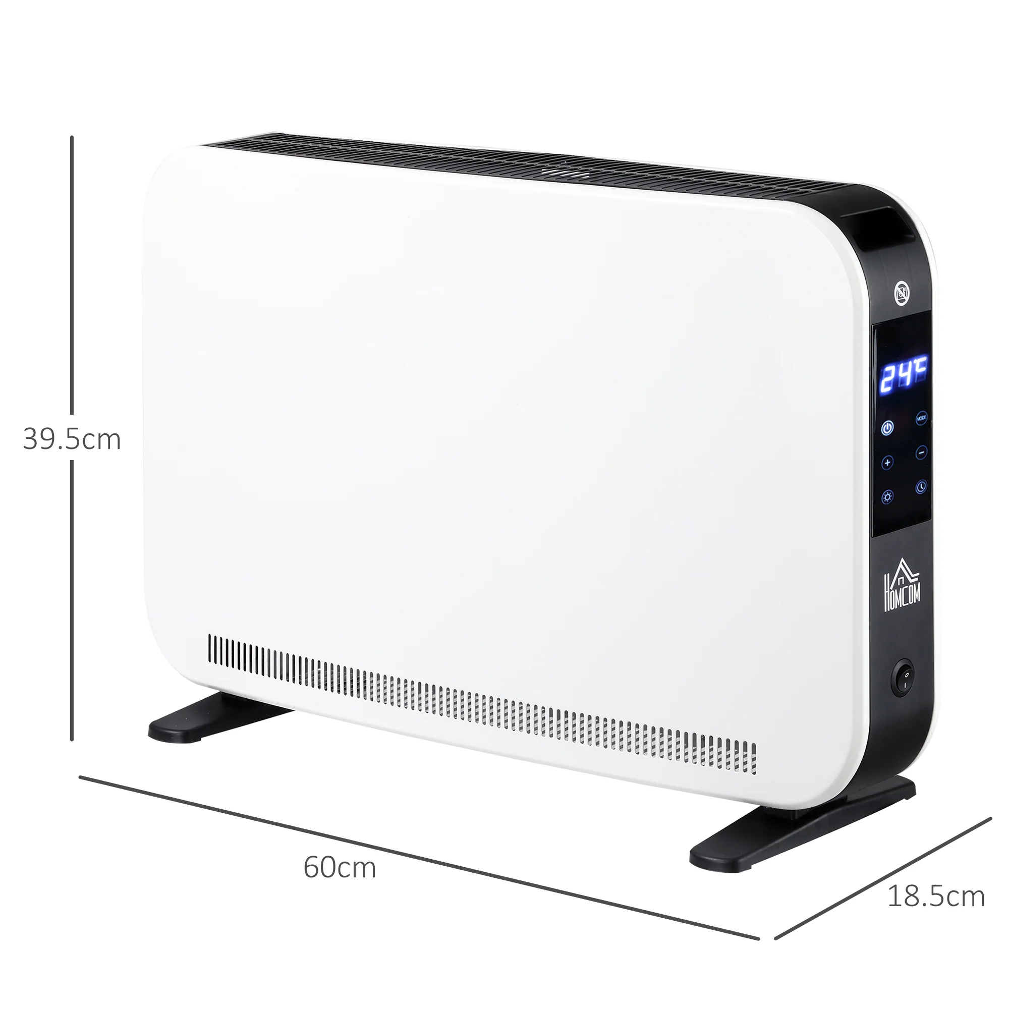 HOMCOM Portable Convector Heater with 24H Timer Adjustable Temperature White - Image 5