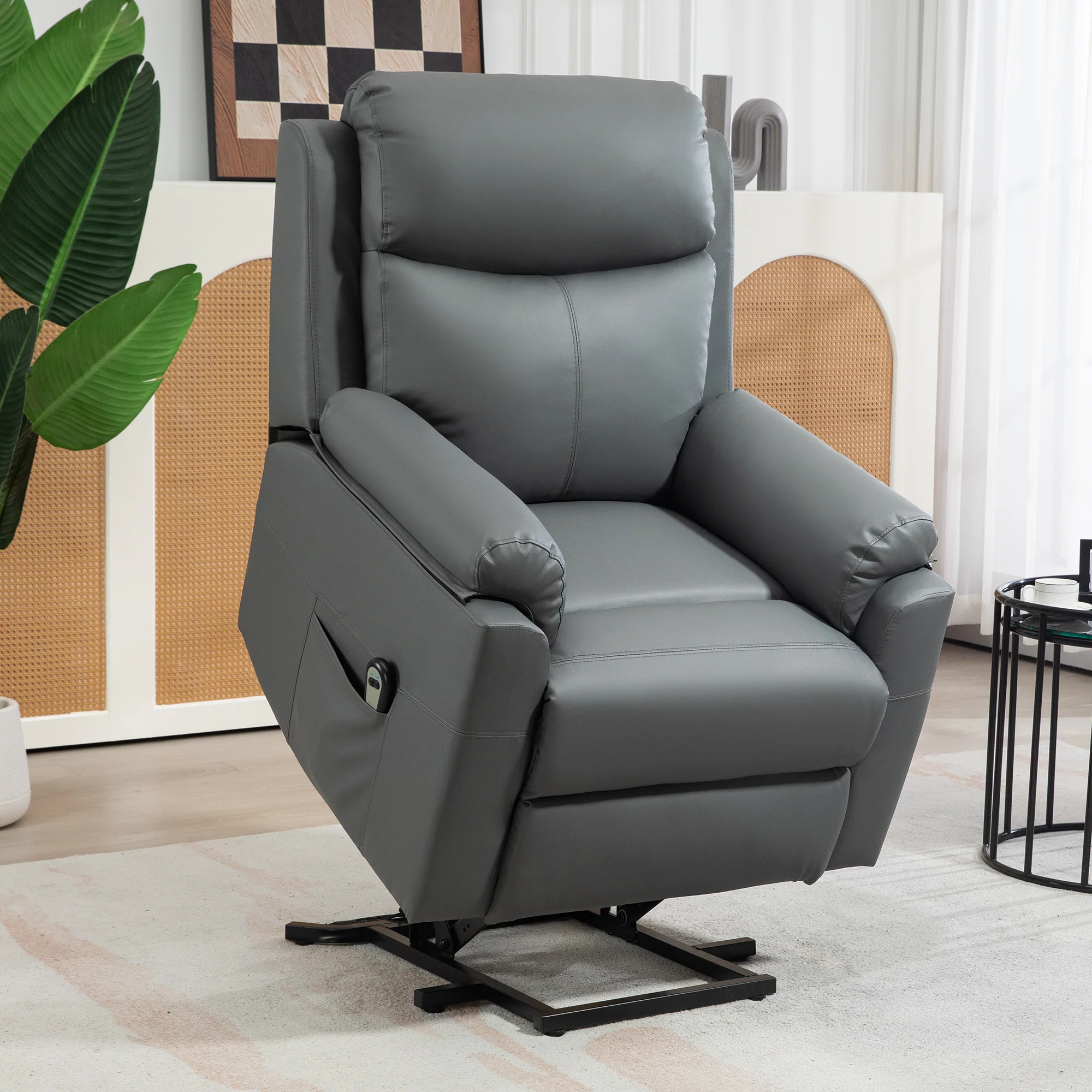 HOMCOM Power Lift Chair Electric Riser Recliner with Remote Control, Brown - Image 11