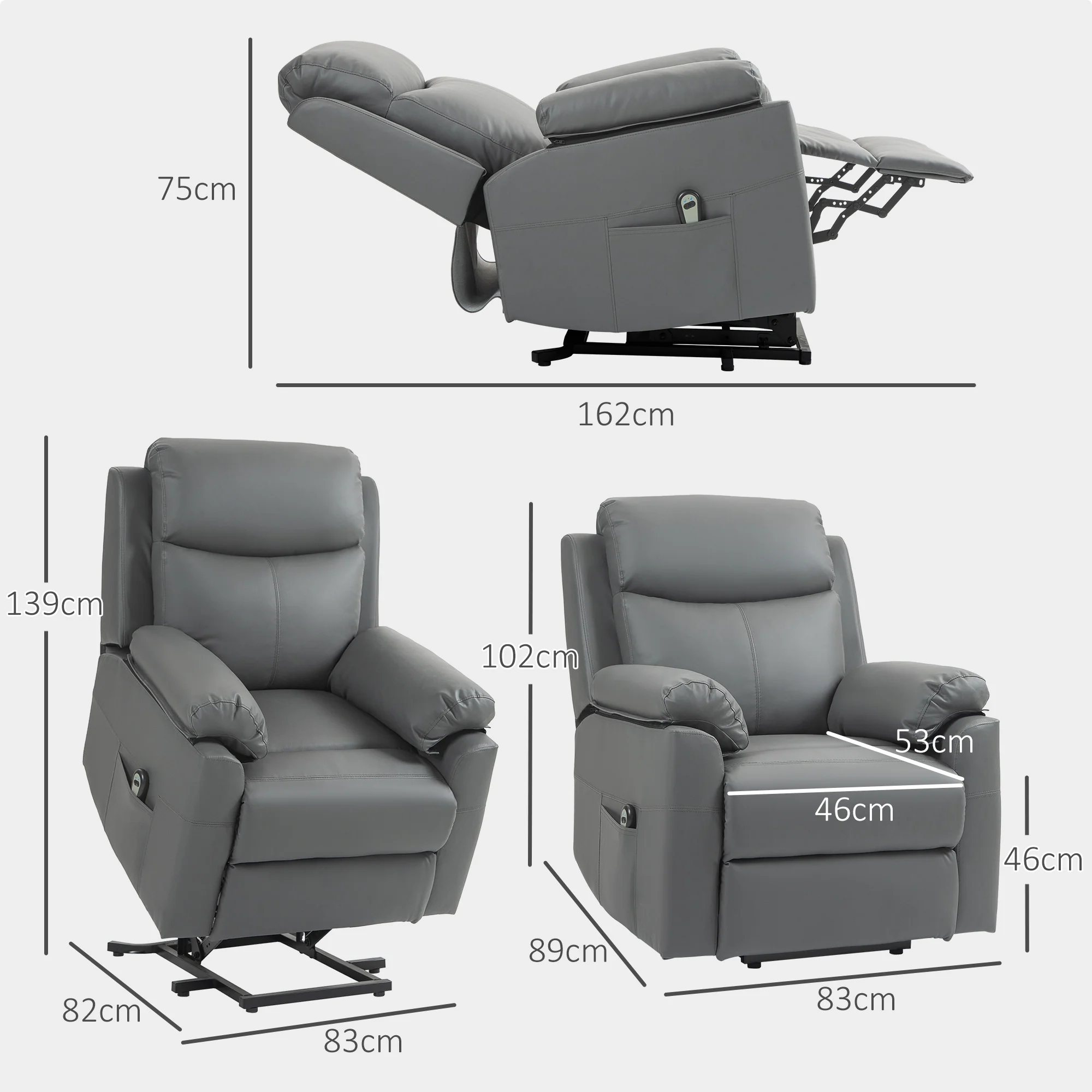 HOMCOM Power Lift Chair Electric Riser Recliner with Remote Control, Brown - Image 14