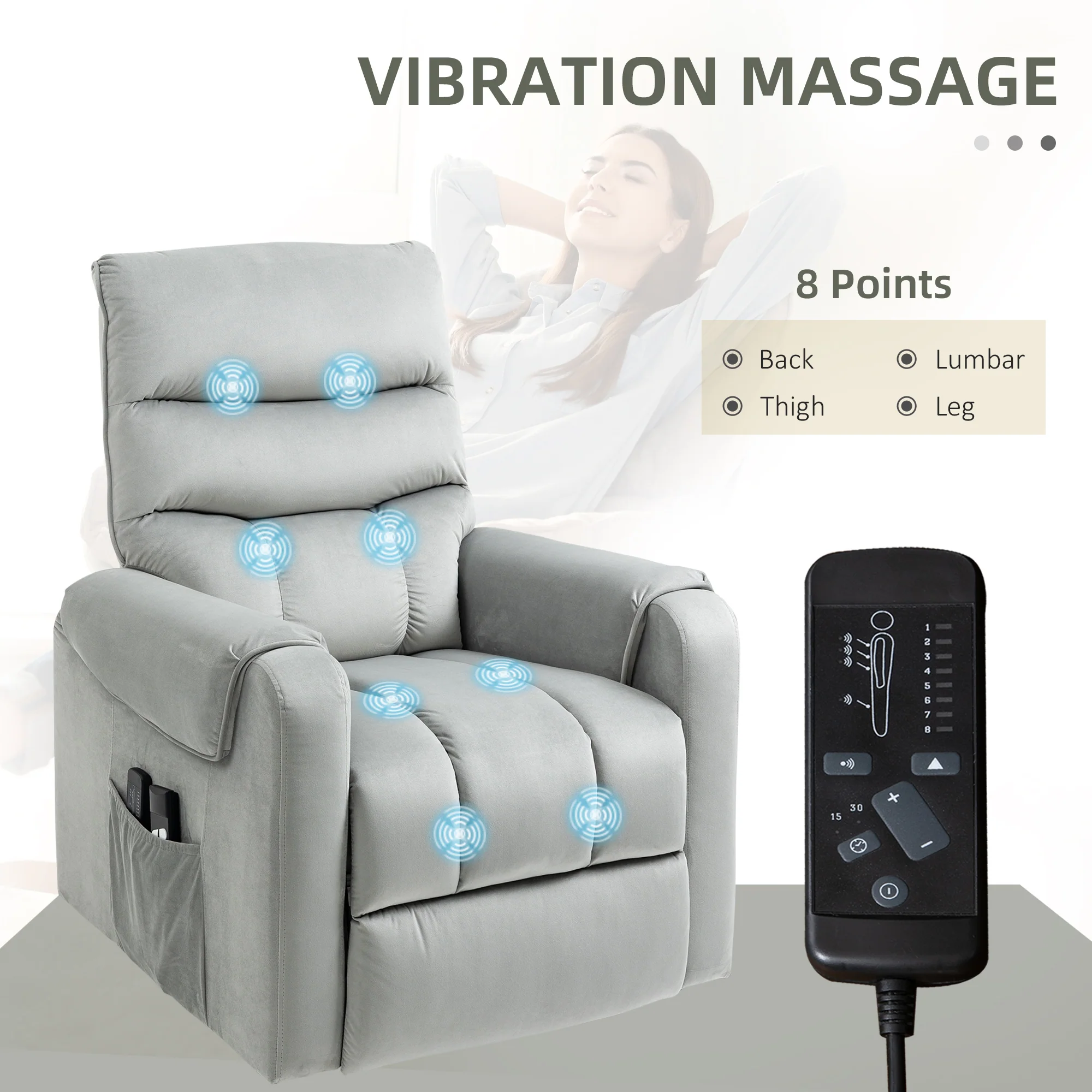 HOMCOM Power Lift Chair, Rise and Recliner Chair with Remote Control, Grey - Image 6