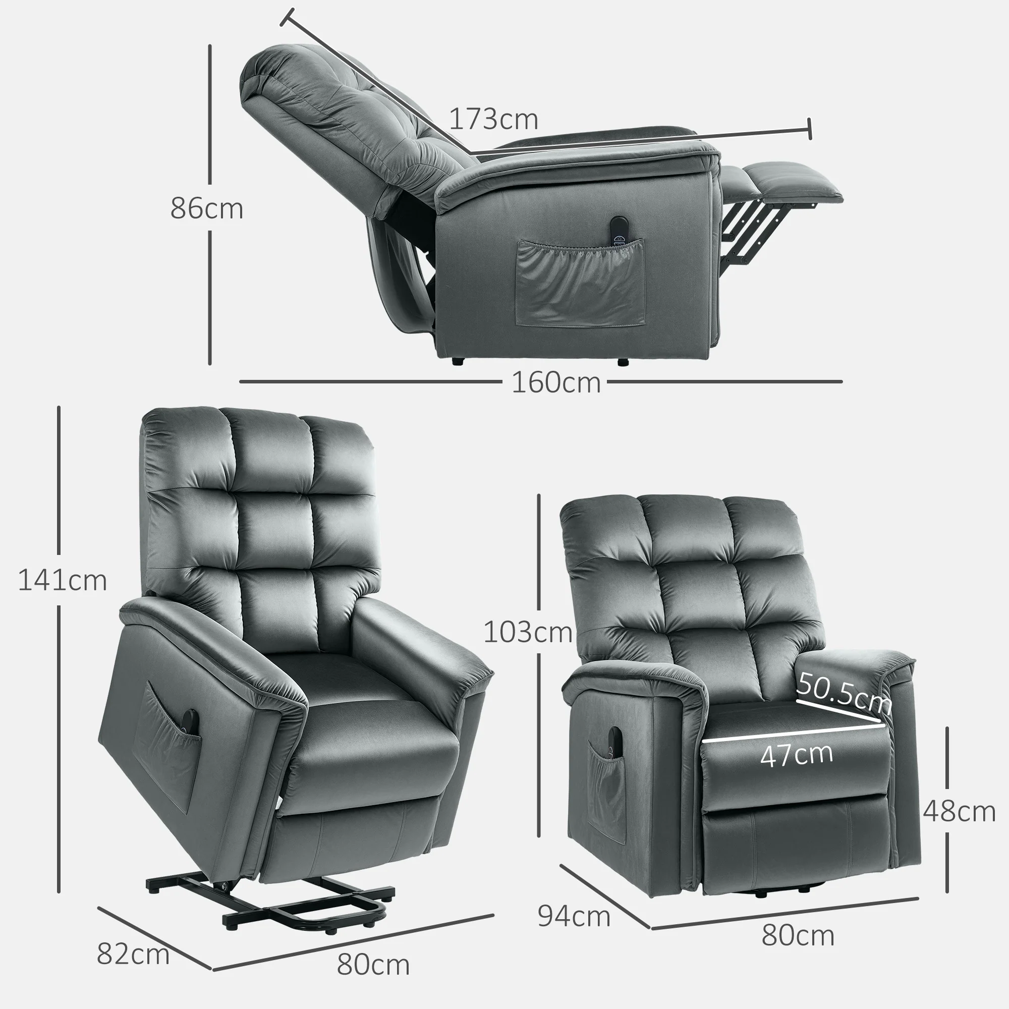 HOMCOM Power Lift Recliner Chair for Elderly w/ Remote Control - Image 14