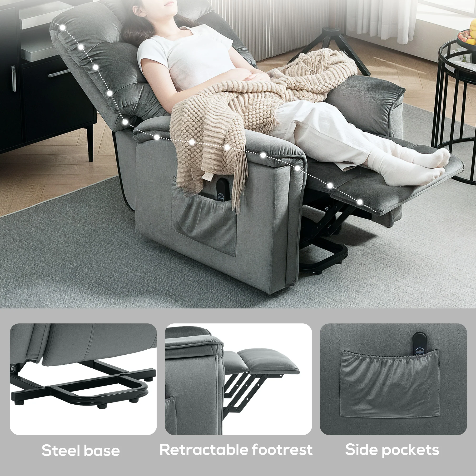 HOMCOM Power Lift Recliner Chair for Elderly w/ Remote Control - Image 16