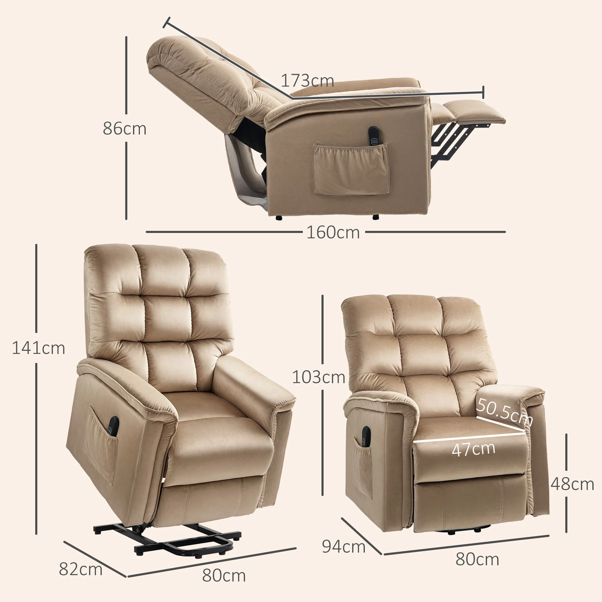 HOMCOM Power Lift Recliner Chair for Elderly w/ Remote Control - Image 5