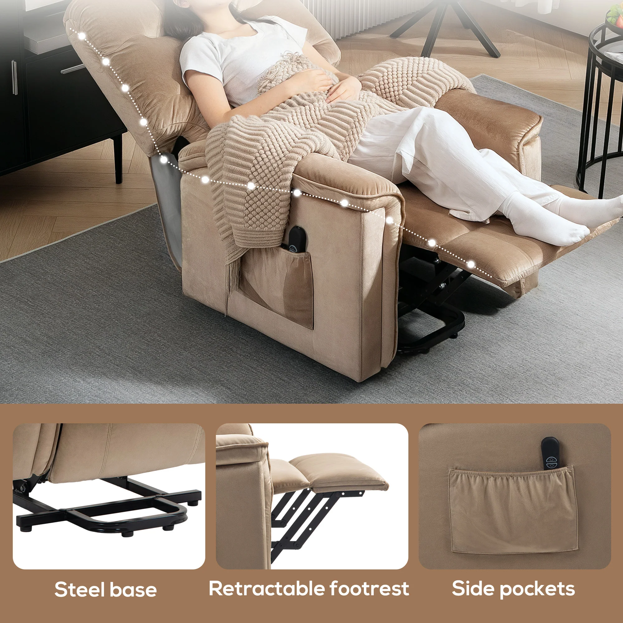 HOMCOM Power Lift Recliner Chair for Elderly w/ Remote Control - Image 7