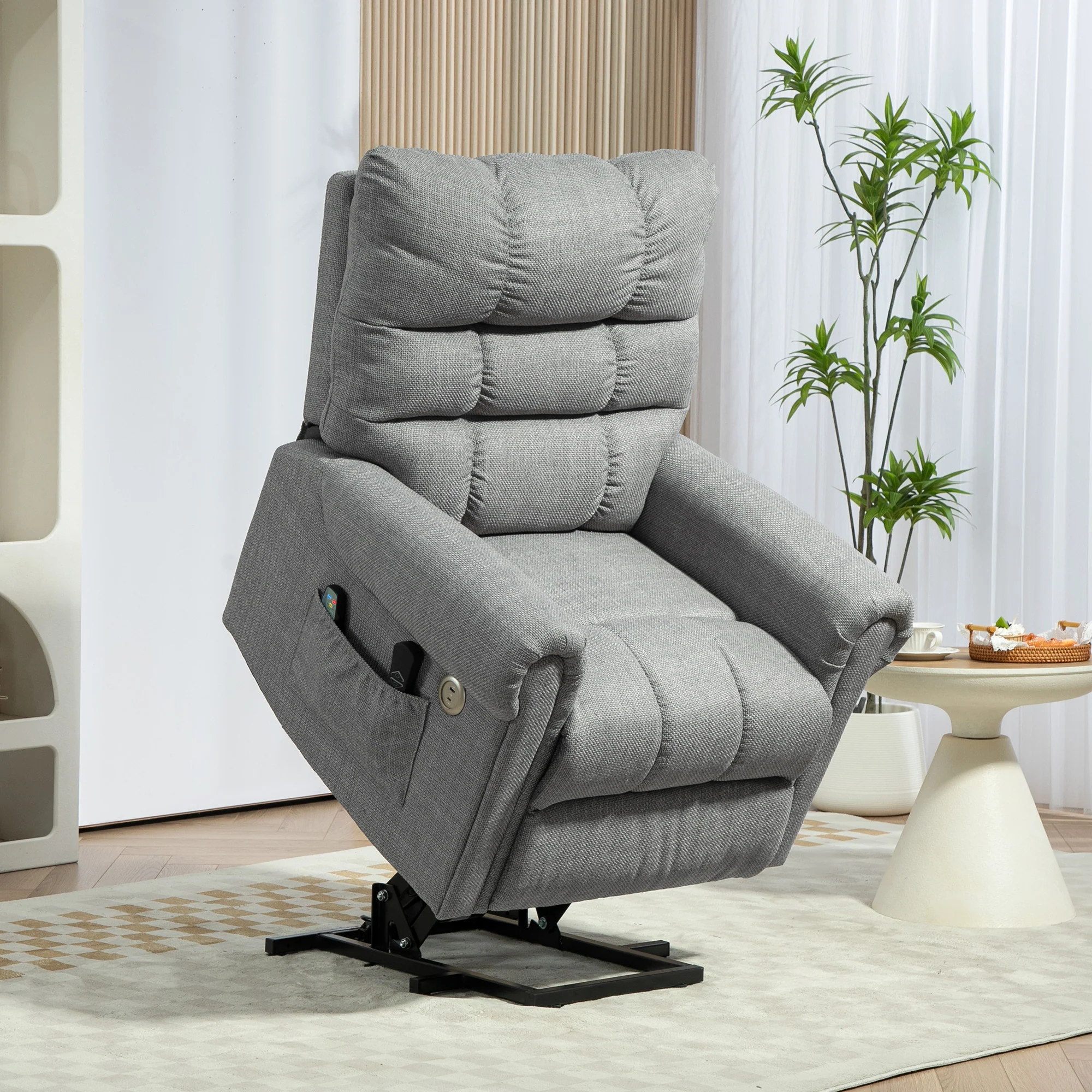HOMCOM Power Lift Recliner Chair For Elderly With Massage And Heat Grey - Image 2