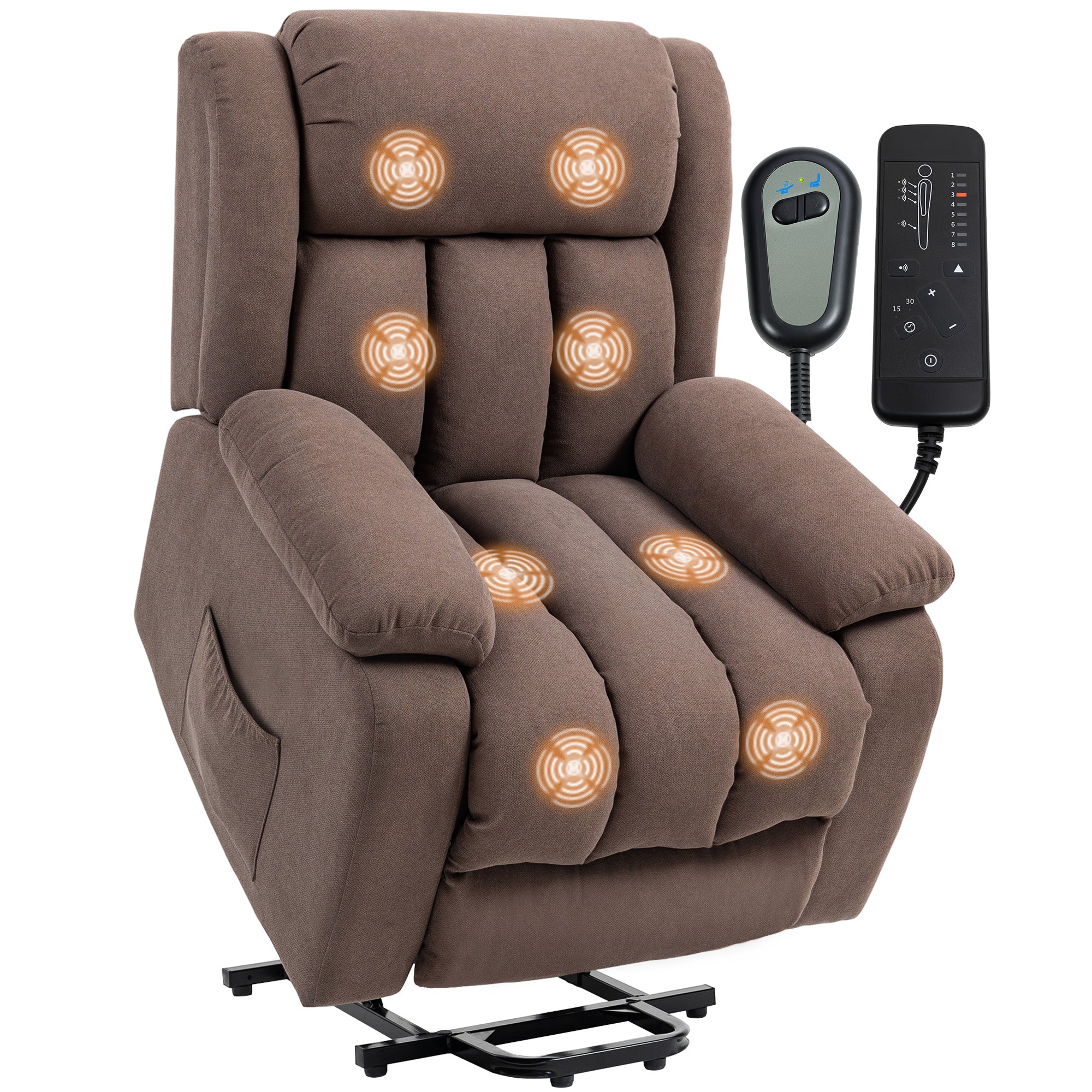 HOMCOM Power Lift Recliner Chair For Elderly With Massage, Dark Brown