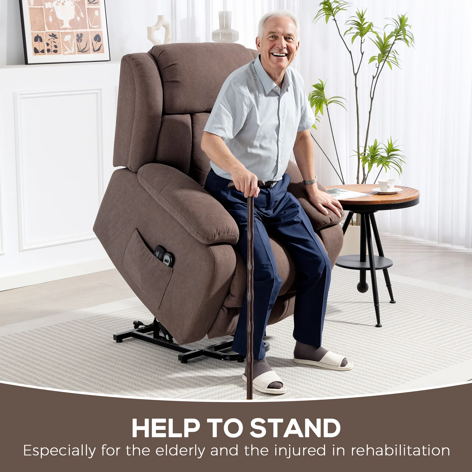 HOMCOM Power Lift Recliner Chair For Elderly With Massage, Dark Brown - Image 3