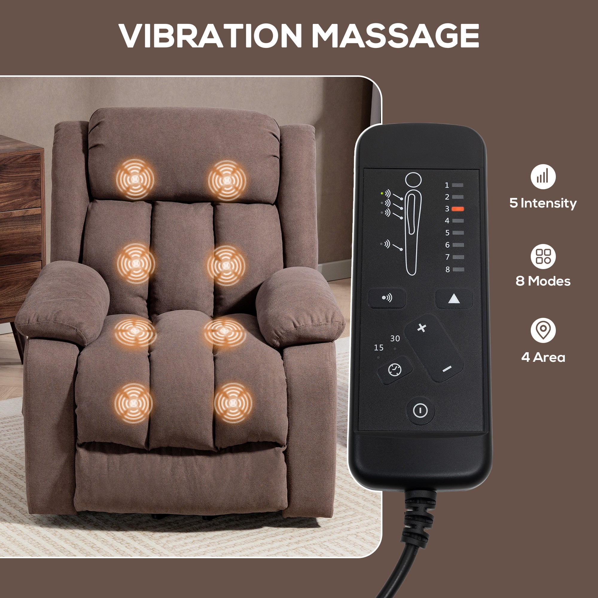 HOMCOM Power Lift Recliner Chair For Elderly With Massage, Dark Brown - Image 4